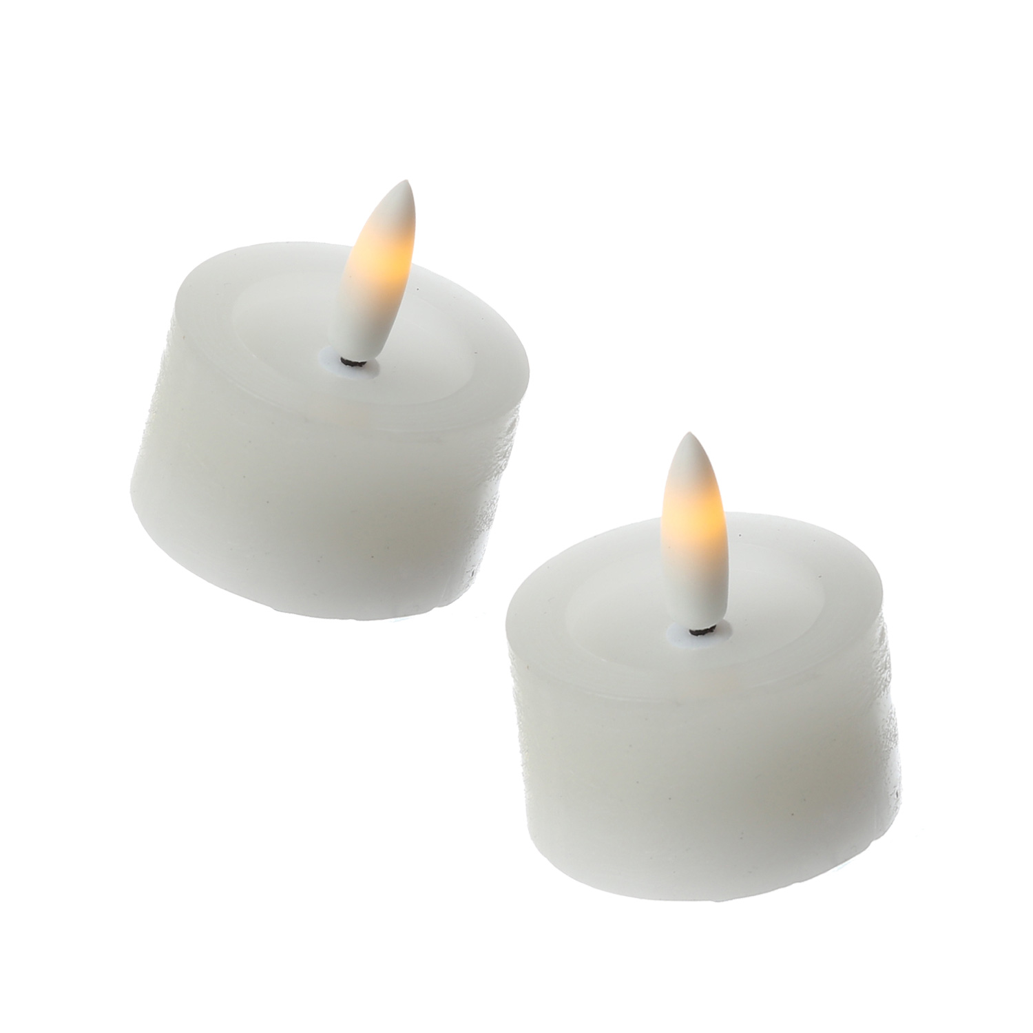 LED Teelichter LINA - Rustik-Optik - Echtwachs - Timer - mit Batterien - D: 4,5cm H: 5cm - 2St.