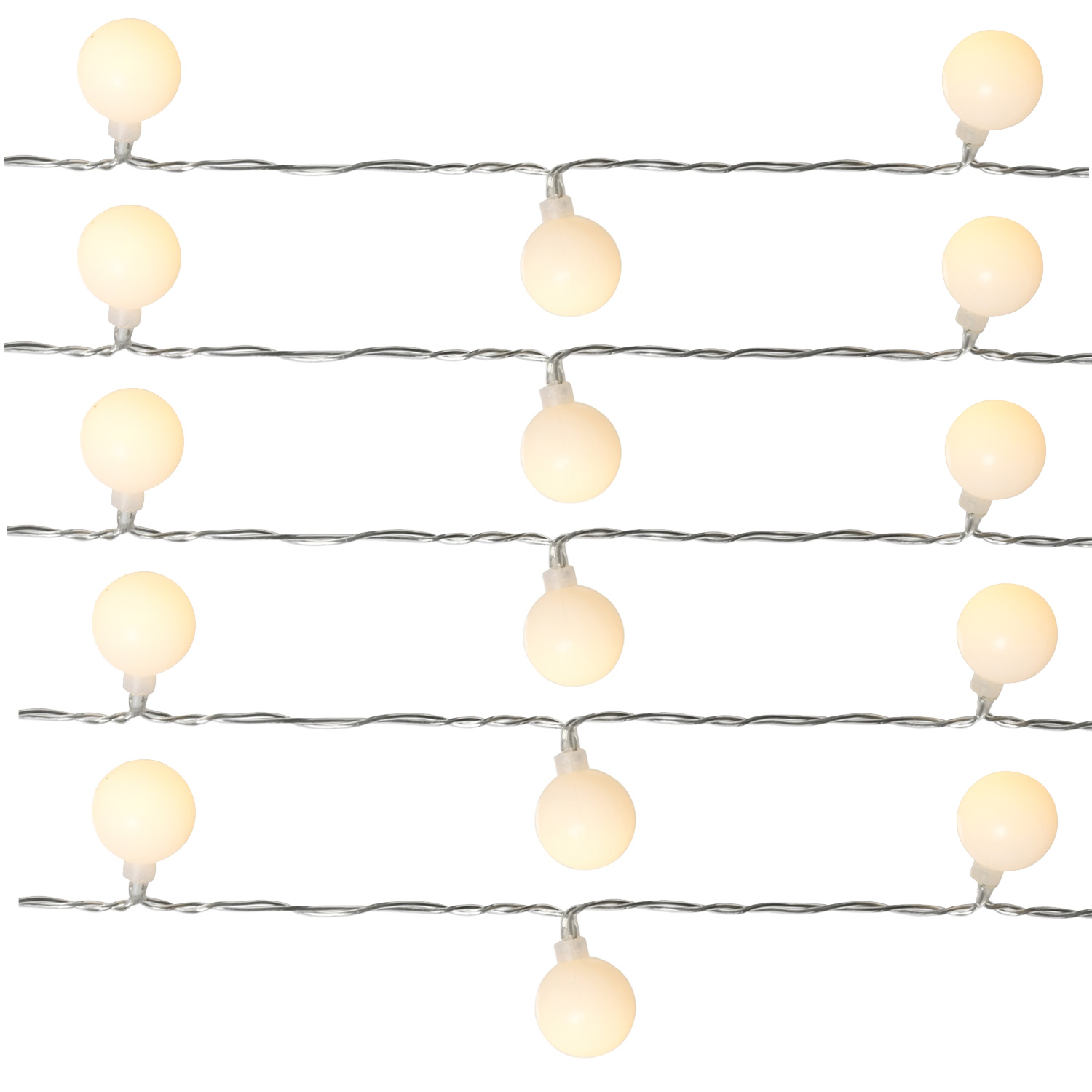 LED Lichterkette BERRY TWINKLE - 30 weiße Kugeln - 8 Funktionen - Timer - L: 2,9m - für Außen