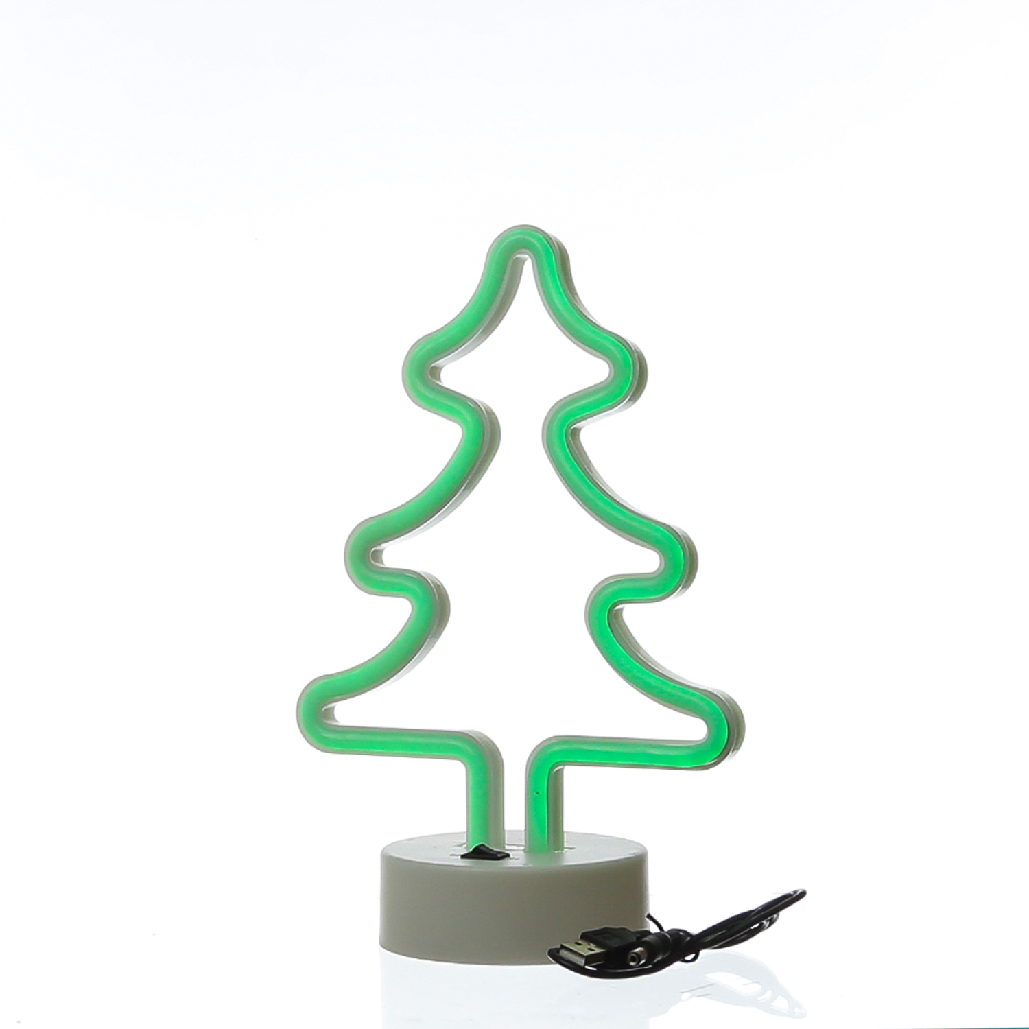 LED NEON Figur TANNENBAUM - Neon Schild - H: 27cm - Batterie oder USB Betrieb - grün
