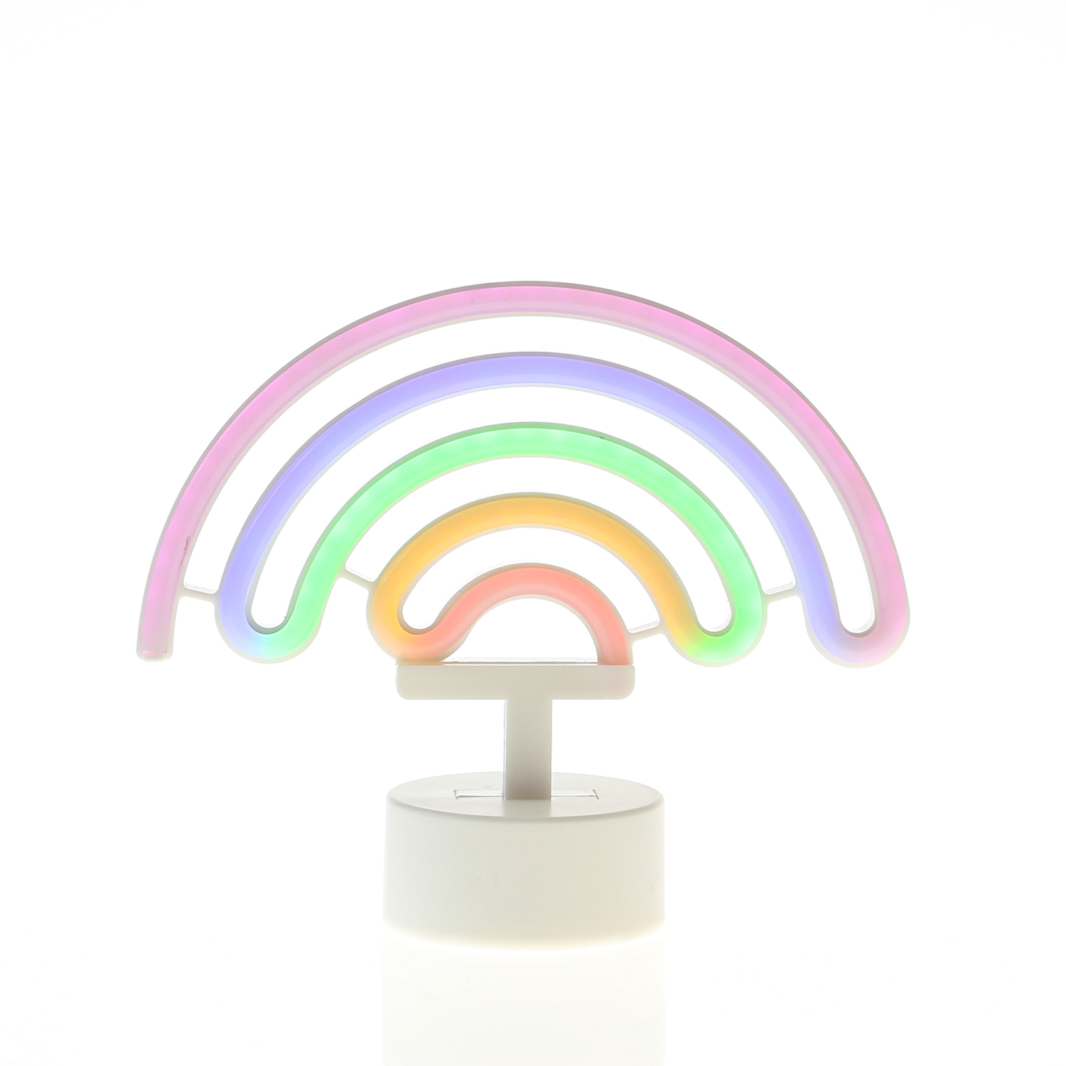 LED NEON Figur REGENBOGEN - Dekoleuchte - H: 19cm - Batterie oder USB Betrieb - stehend - bunt