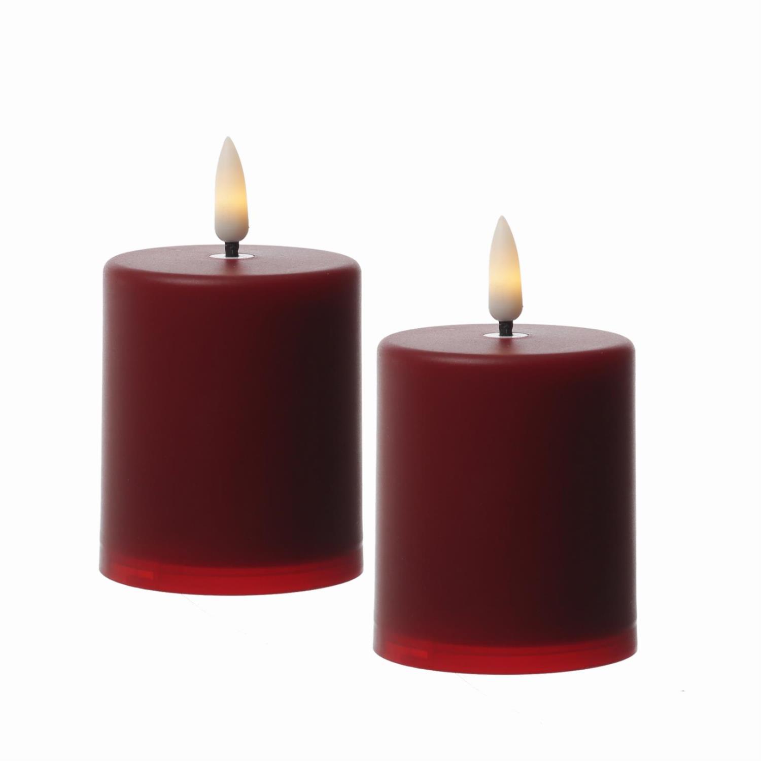LED Mini Kerzen-Grabkerzen - H- 10cm-D- 6-1cm - Timer-Sensor - fuer Innen-Aussen - bis 1200h - 2er Set