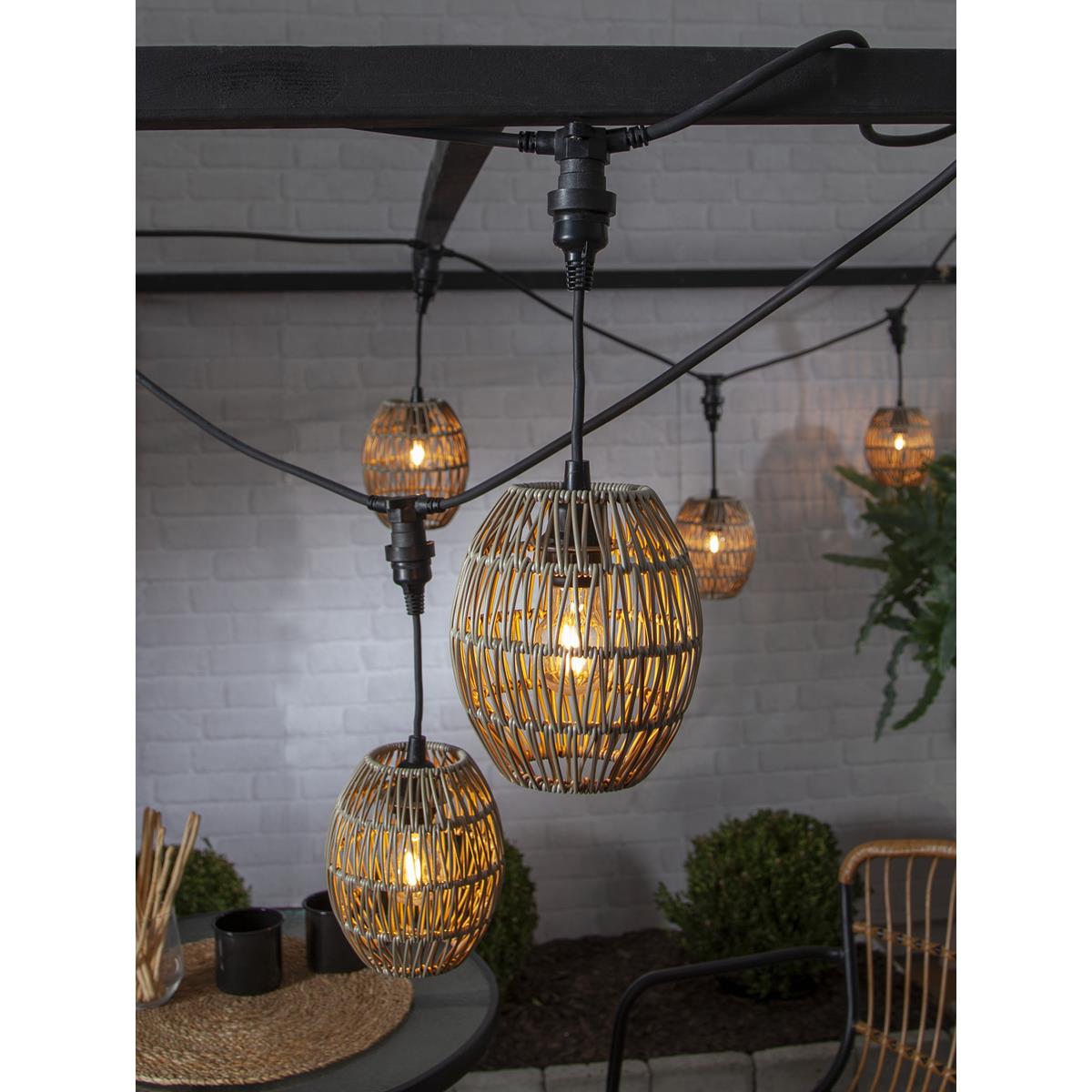 Dekoleuchte/Lampenschirm aus Rattan - D: 15cm, H: 18cm - für E27 Fassungen - outdoor - beige