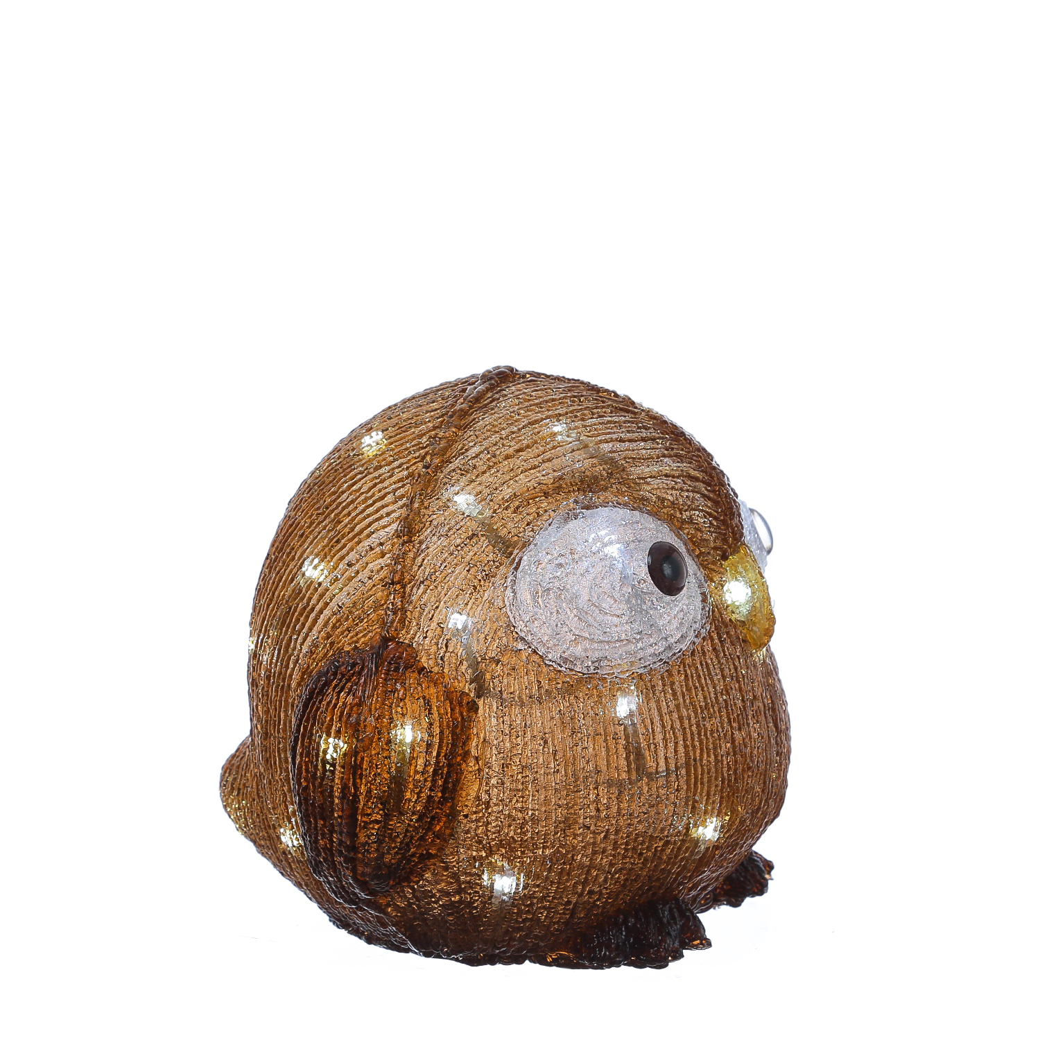 LED Eule mit offenen Augen - Acryl Tierfigur - 30 kaltweiße LED - H: 21cm - Timer - Batteriebetrieb