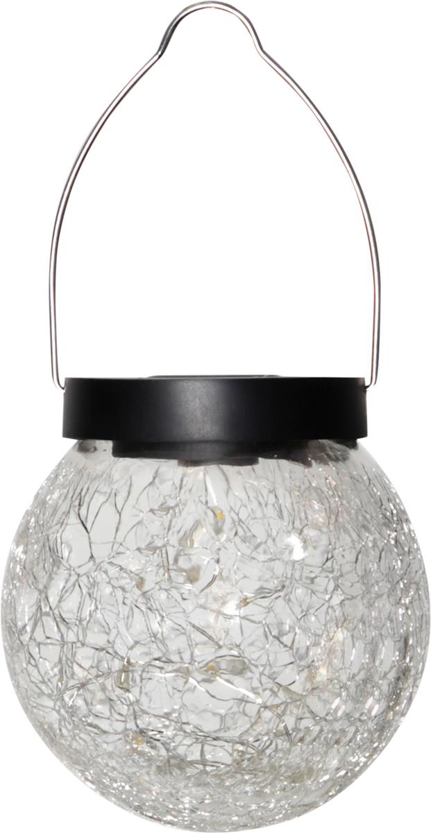 LED Solar Glas GLORY - transparentes Bruchglas - 30 warmweise LED - D: 12cm - Dämmerungssensor