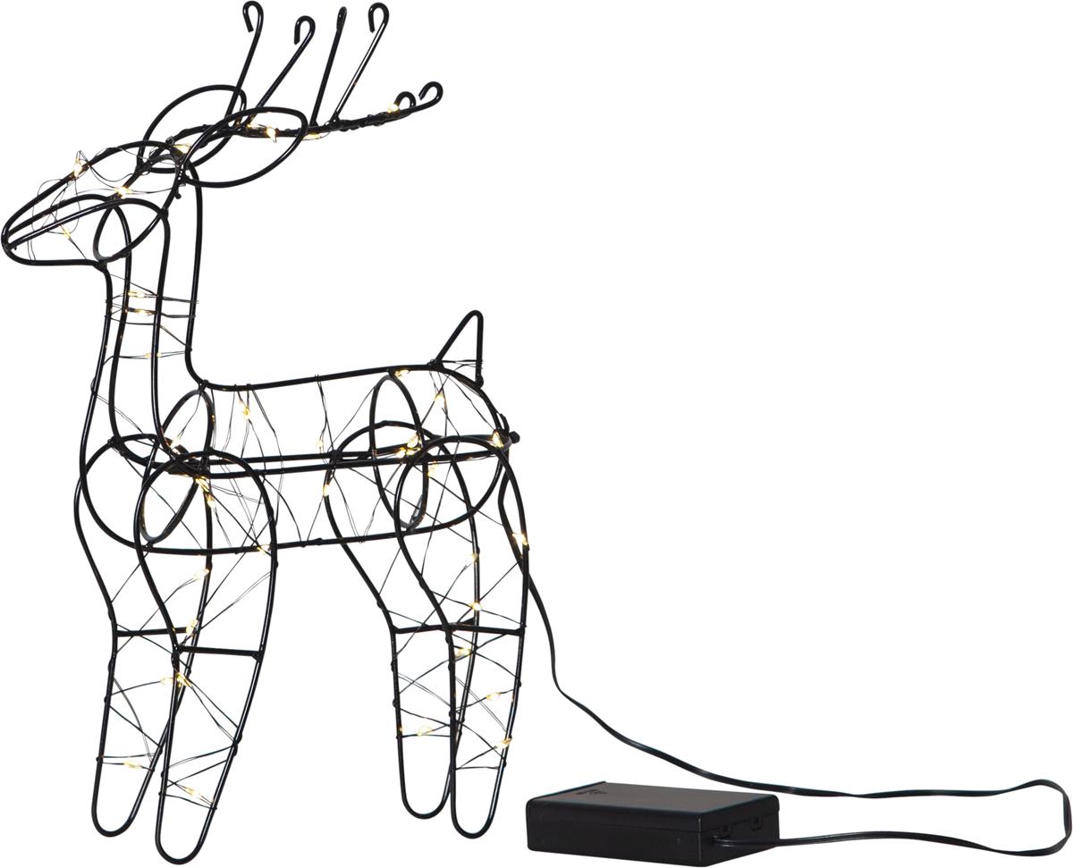 LED-Leuchtfigur "Indy" - Rentier - 40 warmweiße LEDs - H: 29,5cm - Batteriebetrieb - Timer -schwarz