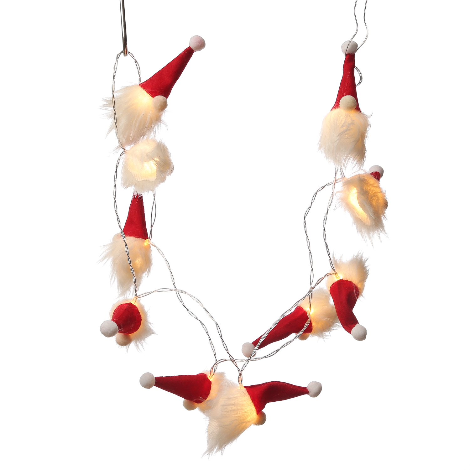 LED Lichterkette Wichtel - 10 leuchtende Weihnachtswichtel - L: 1,3m - Timer - Batteriebetrieb