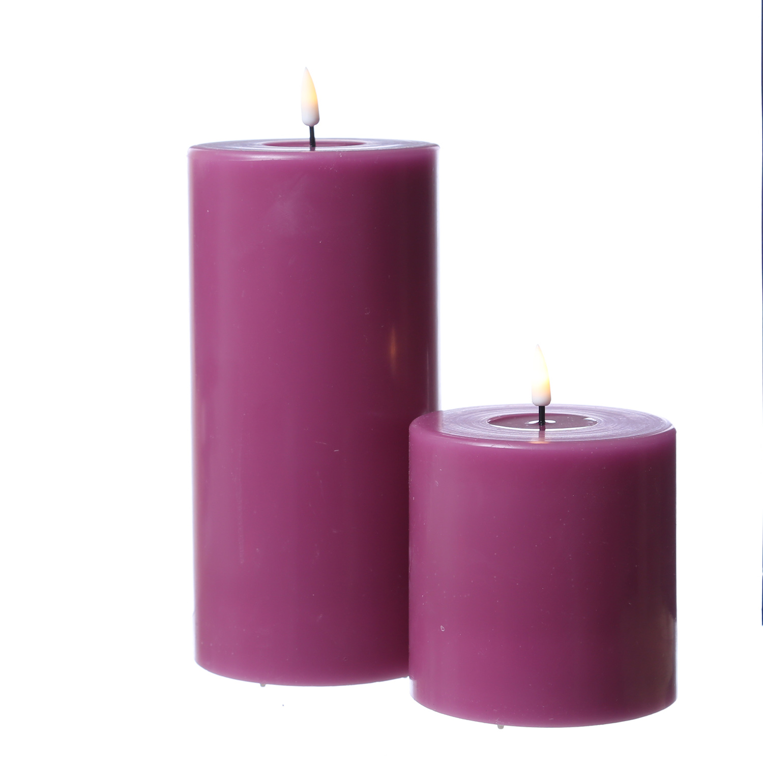 LED Stumpenkerze MIA - Echtwachs - realistische 3D Flamme - H: 10cm - D: 10cm - malve