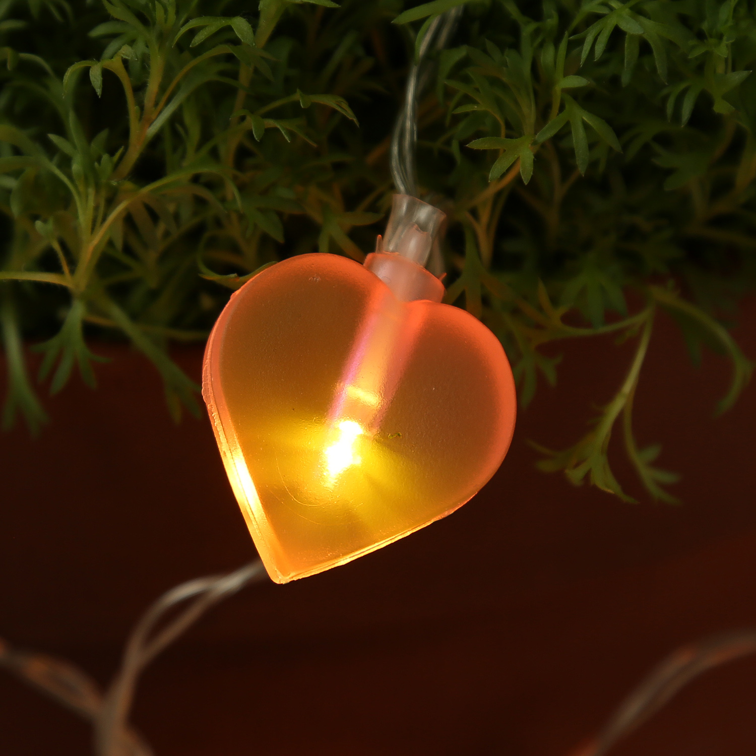 LED Lichterkette Herzen - 10 warmweiße LED - L: 90cm - Batteriebetrieb - rosa