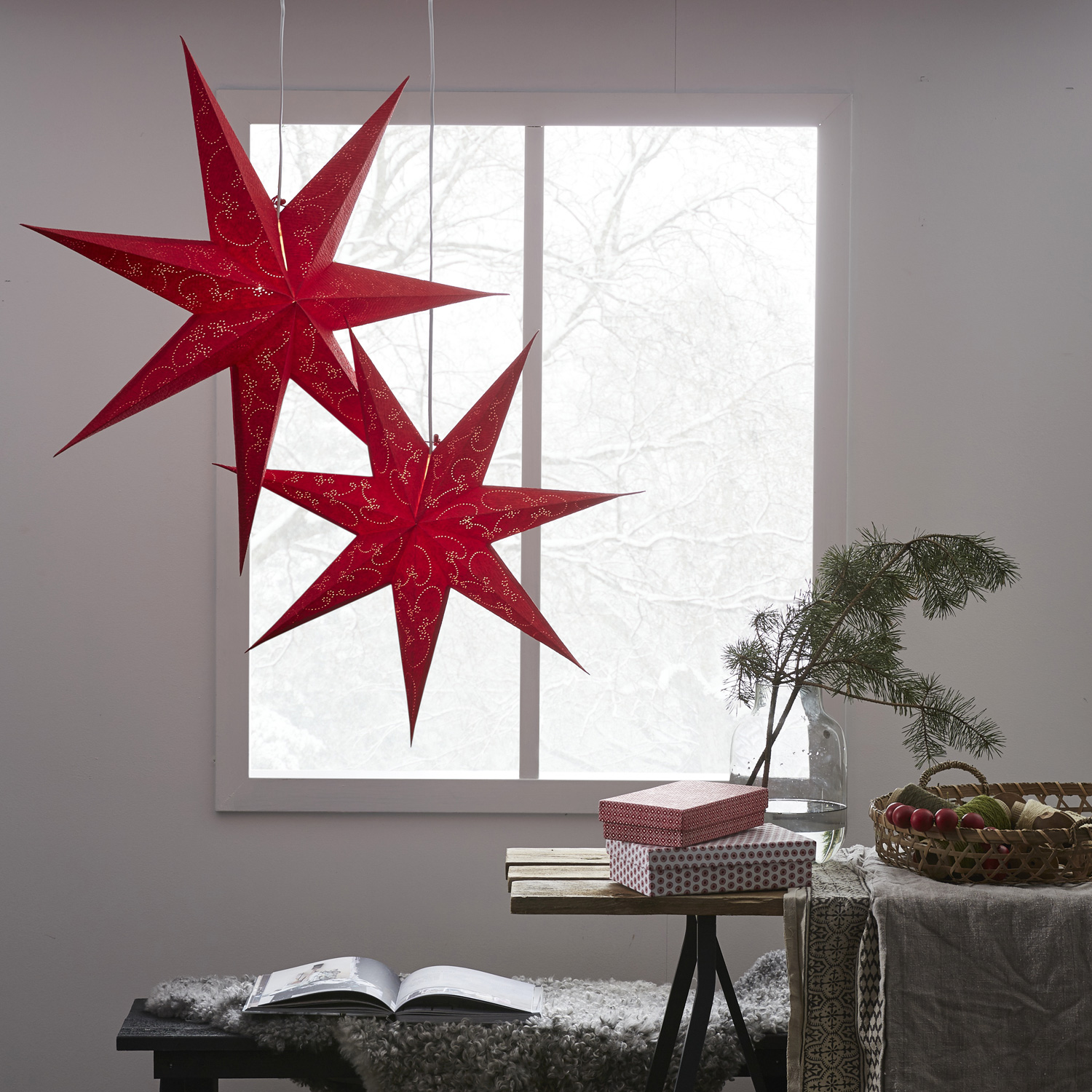 Papierstern "Decorus" - hängend - 7-zackig - Ø 63 cm - rot Papierstern "Decorus" - hängend - 7-zackig - Ø 63 cm - rot