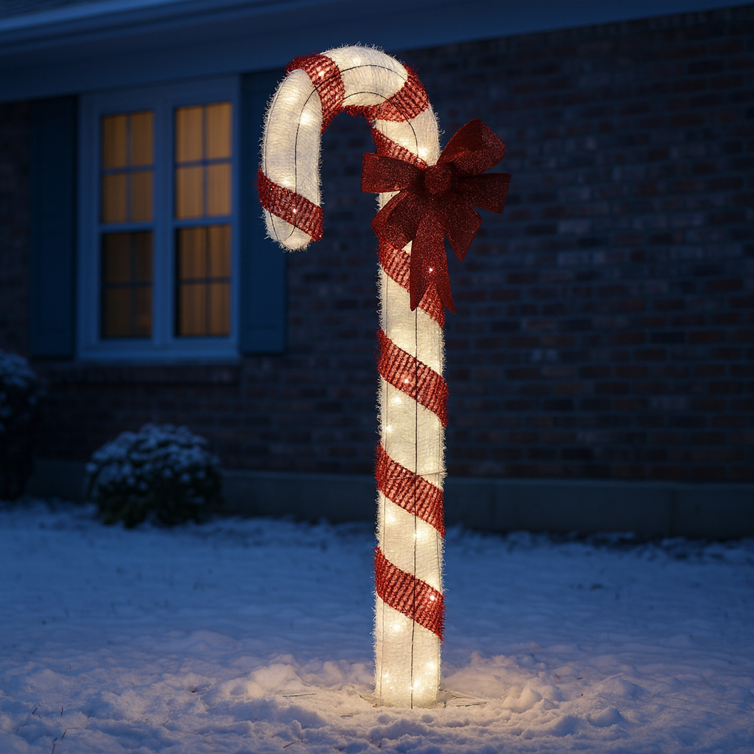 LED Zuckerstange mit Schleife - 78 warmweiße LED - H: 1,5m - Timer - inkl. Trafo - für Außen