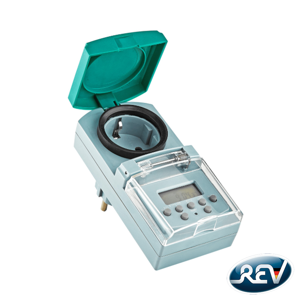 Digitale Wochen Zeitschaltuhr IP44 (20 Zyklen/Tag, max 1800W, Tages-Wochen-/Wochenendprogramm)