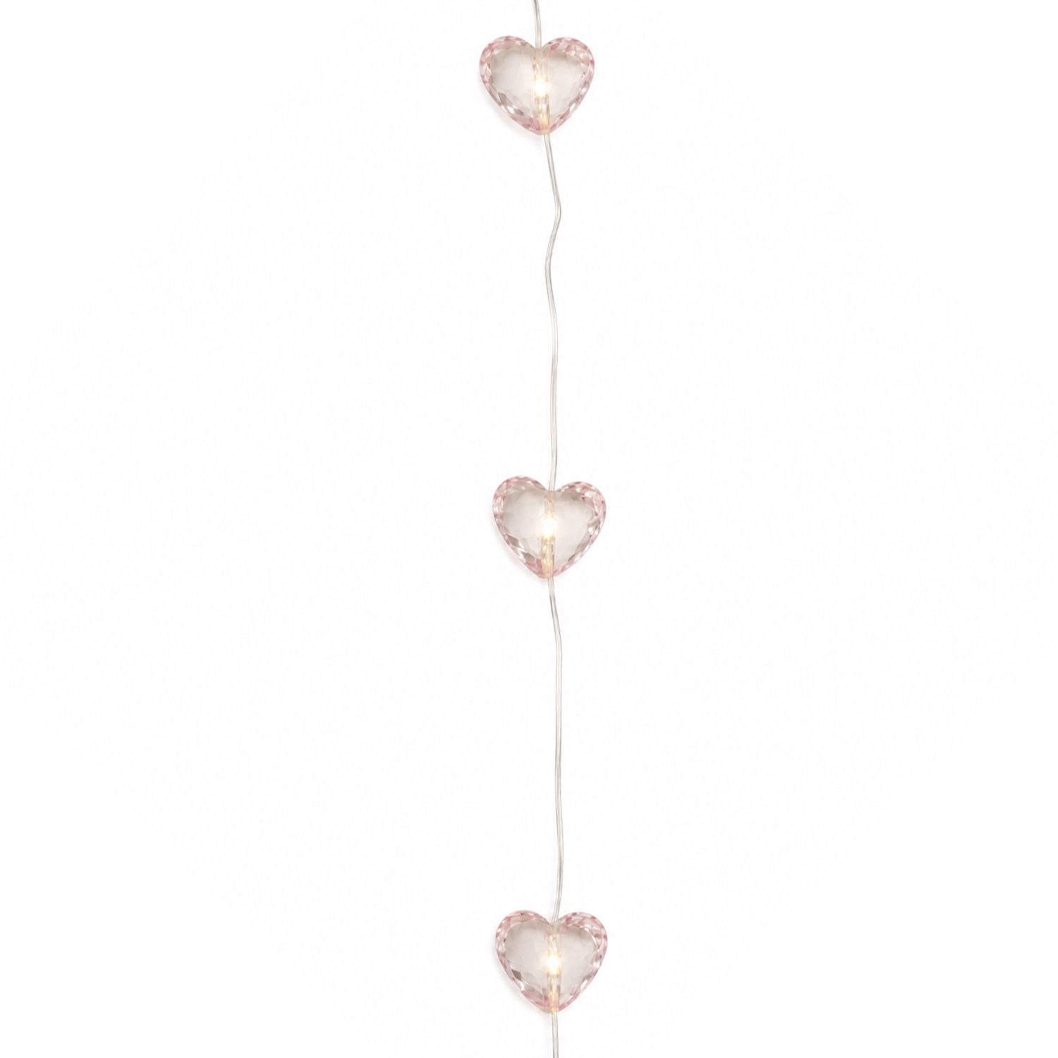 LED Lichterkette Herzen - 12 rosa Herzen - L: 1,65m - Batteriebetrieb - Timer