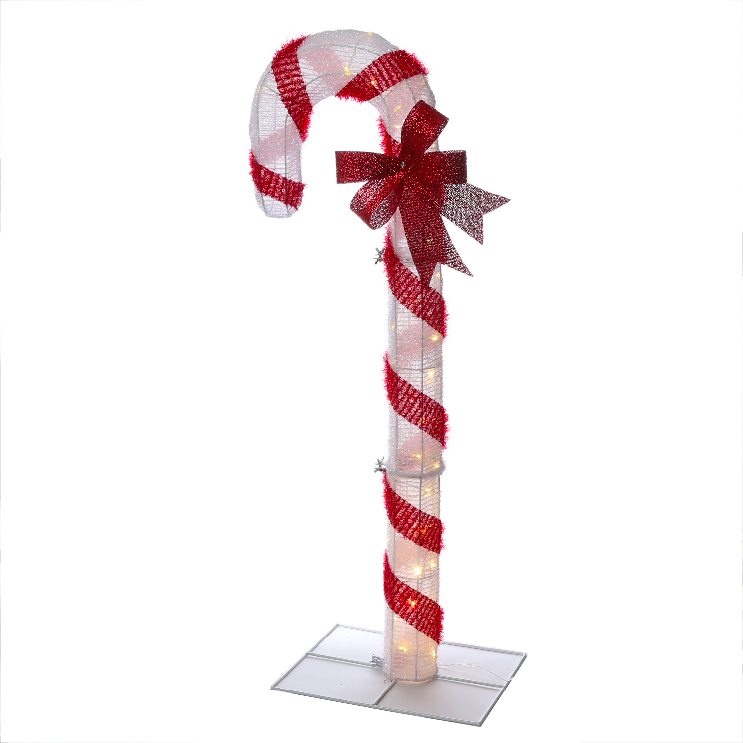 LED Zuckerstange mit Schleife - 78 warmweiße LED - H: 1,5m - Timer - inkl. Trafo - für Außen