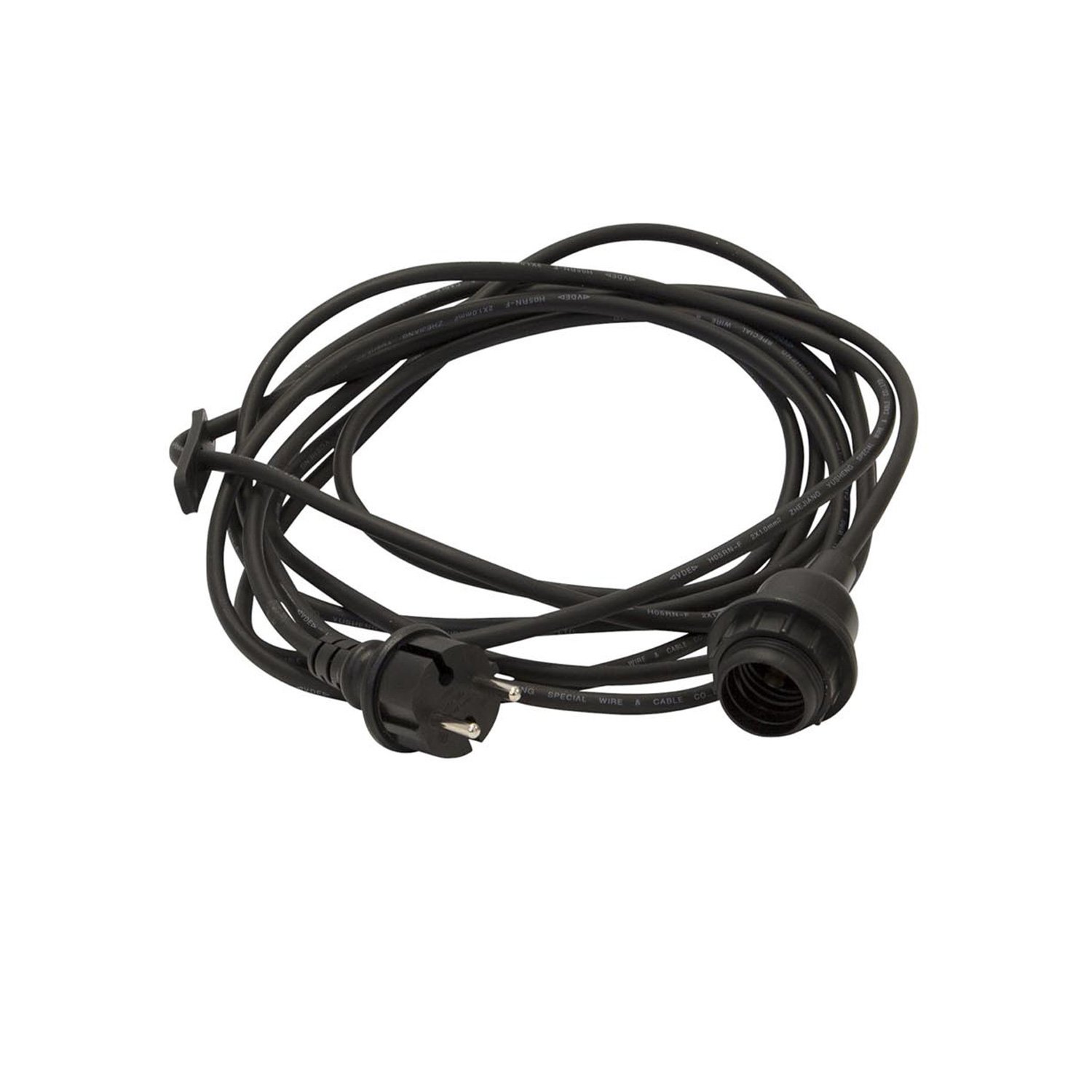 Kabel mit E27 Lampenfassung -  für Lampenschirme/Hängeleuchten - für Innen/Außen - 5m - schwarz
