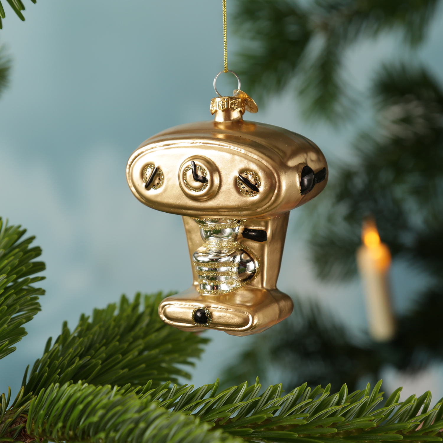 Weihnachtsbaumschmuck Espressomaschine - Glas - Christbaumschmuck Kaffeemaschine - H: 9cm