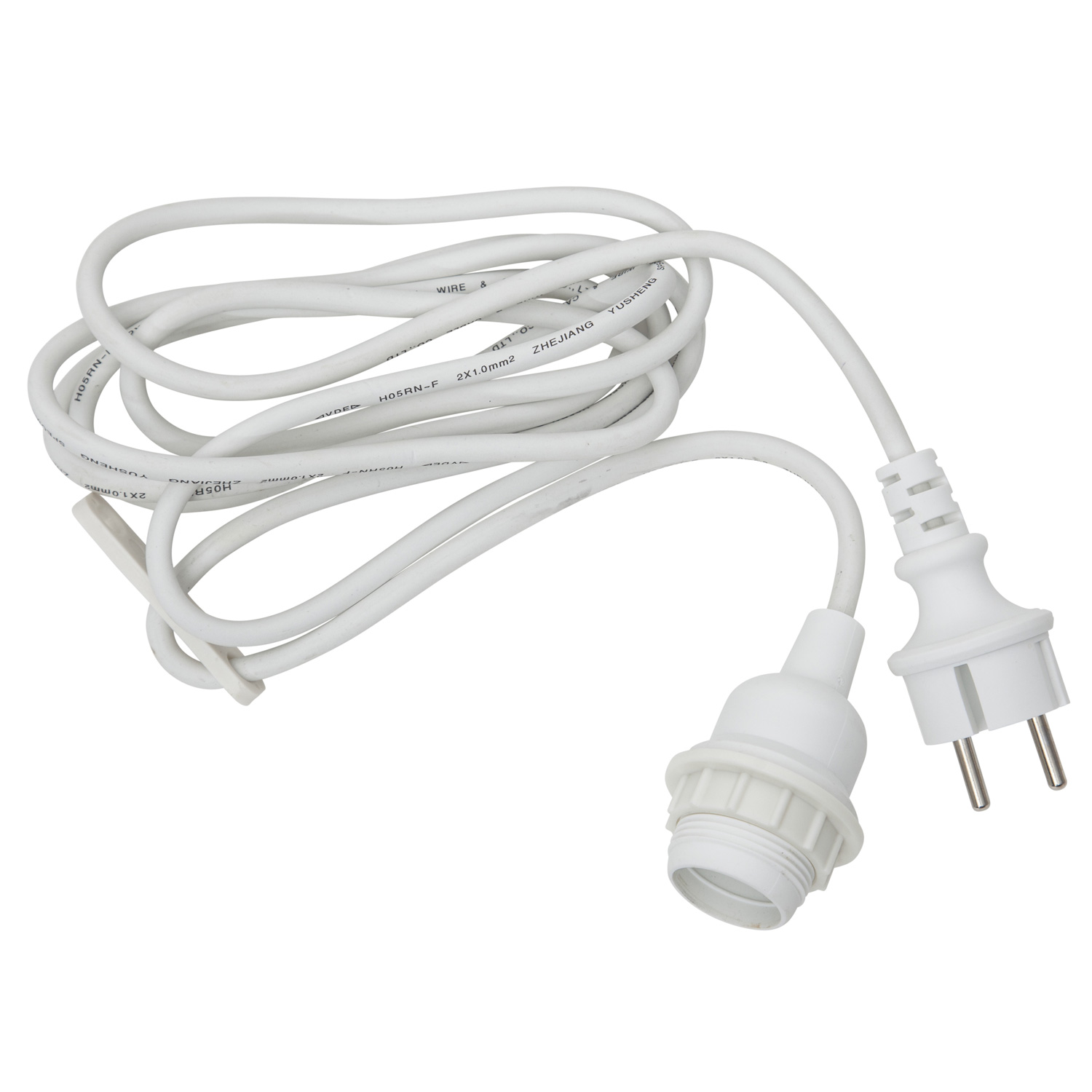 Kabel mit E27 Lampenfassung -  für Lampenschirme/Hängeleuchten - für Innen/Außen - 2,5m - weiß