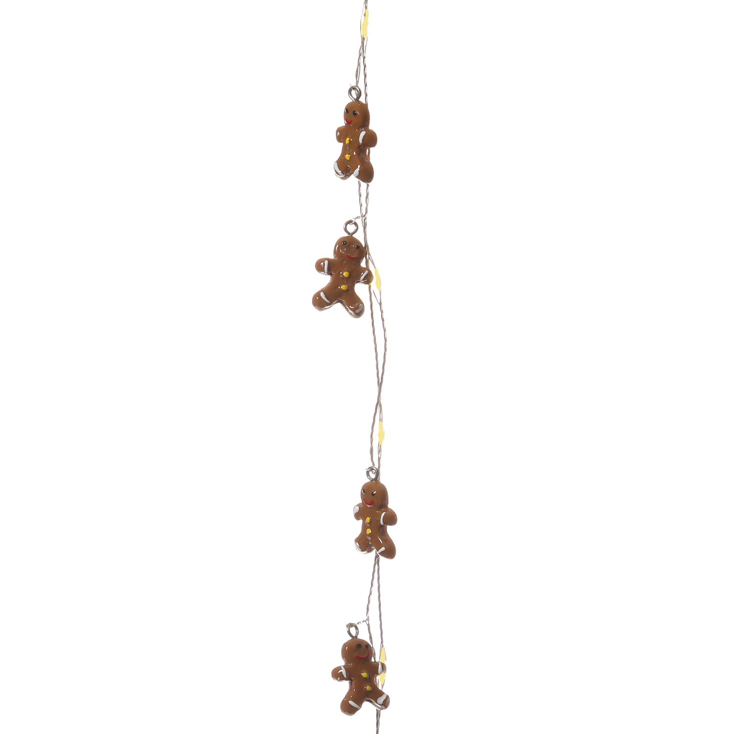 LED Drahtlichterkette LEBKUCHENFIGUR - 20 warmweiße LED - L: 1,90m - Timer - Batterie - braun