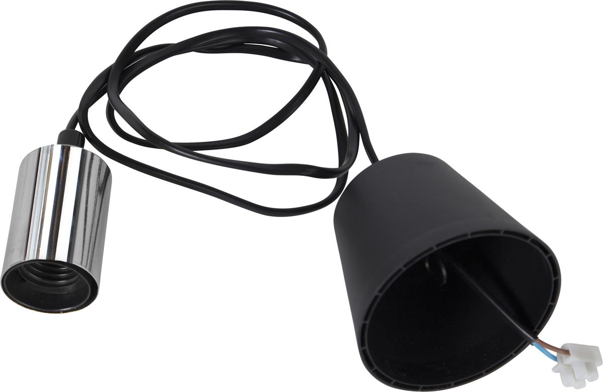 Lampenfassung/Deckenleuchte "Stil" - E27 Fassung - L: 1,5m - schwarzes Kabel - chromfarbene Fassung