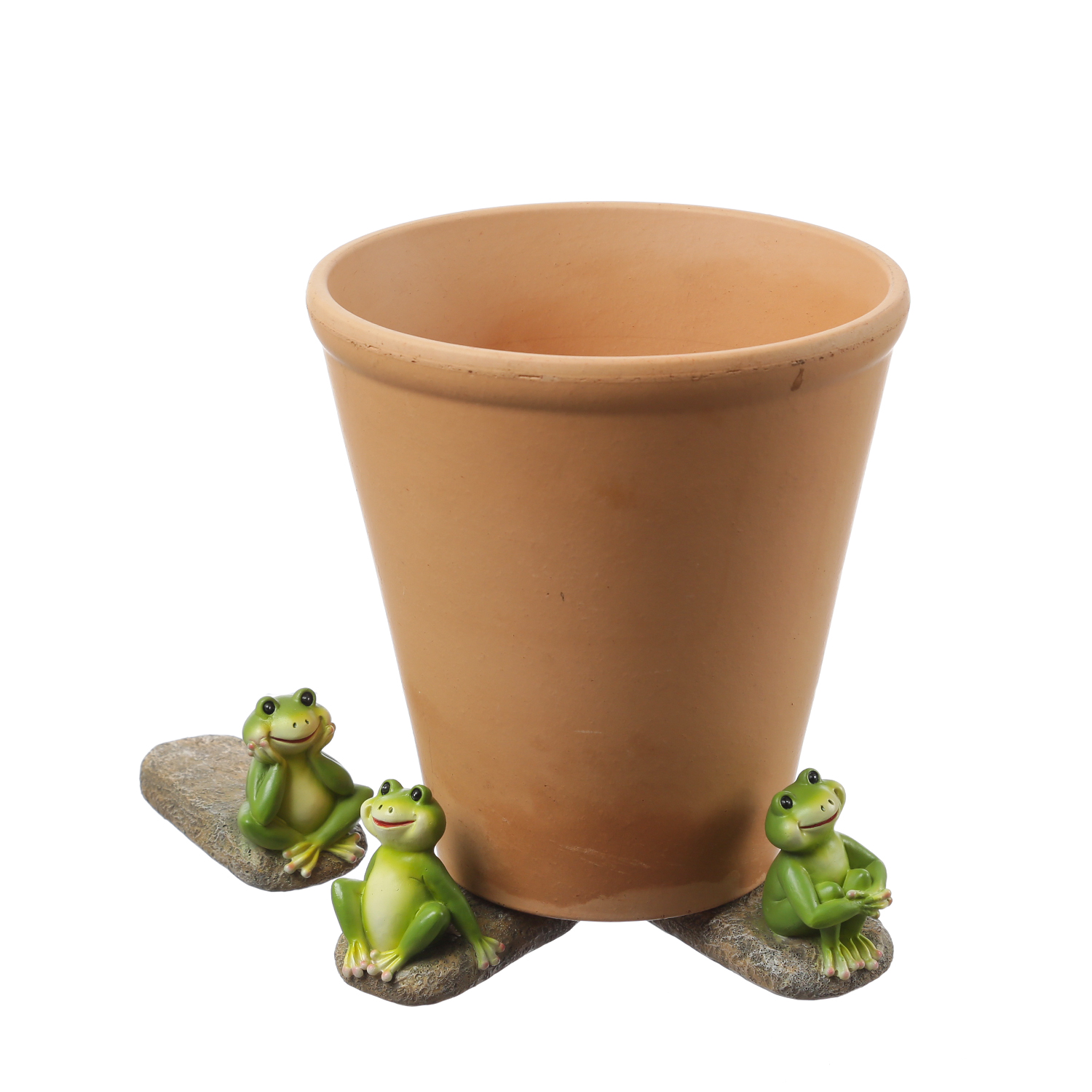 Blumentopffüße lustige Frösche - Pflanzkübel Untersetzer - Kübelfüße - Polyresin - grün - 3er Set