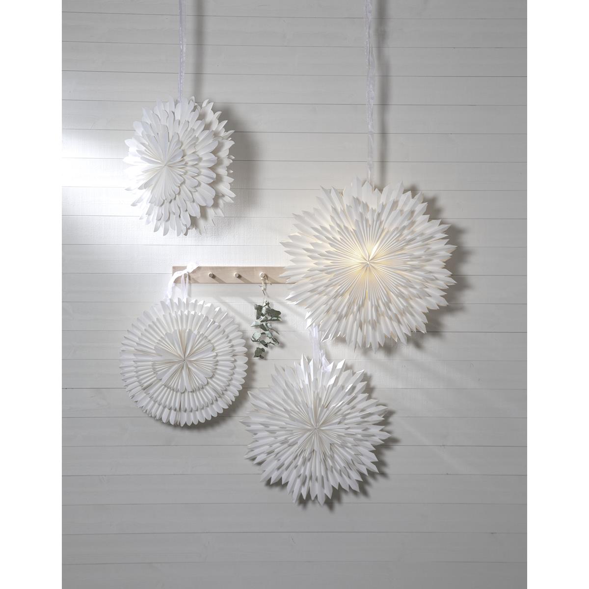Papierstern - Ice - hängend - D: 70cm - mit Band - zerknittertes Papier - 3 - lagig - weiß