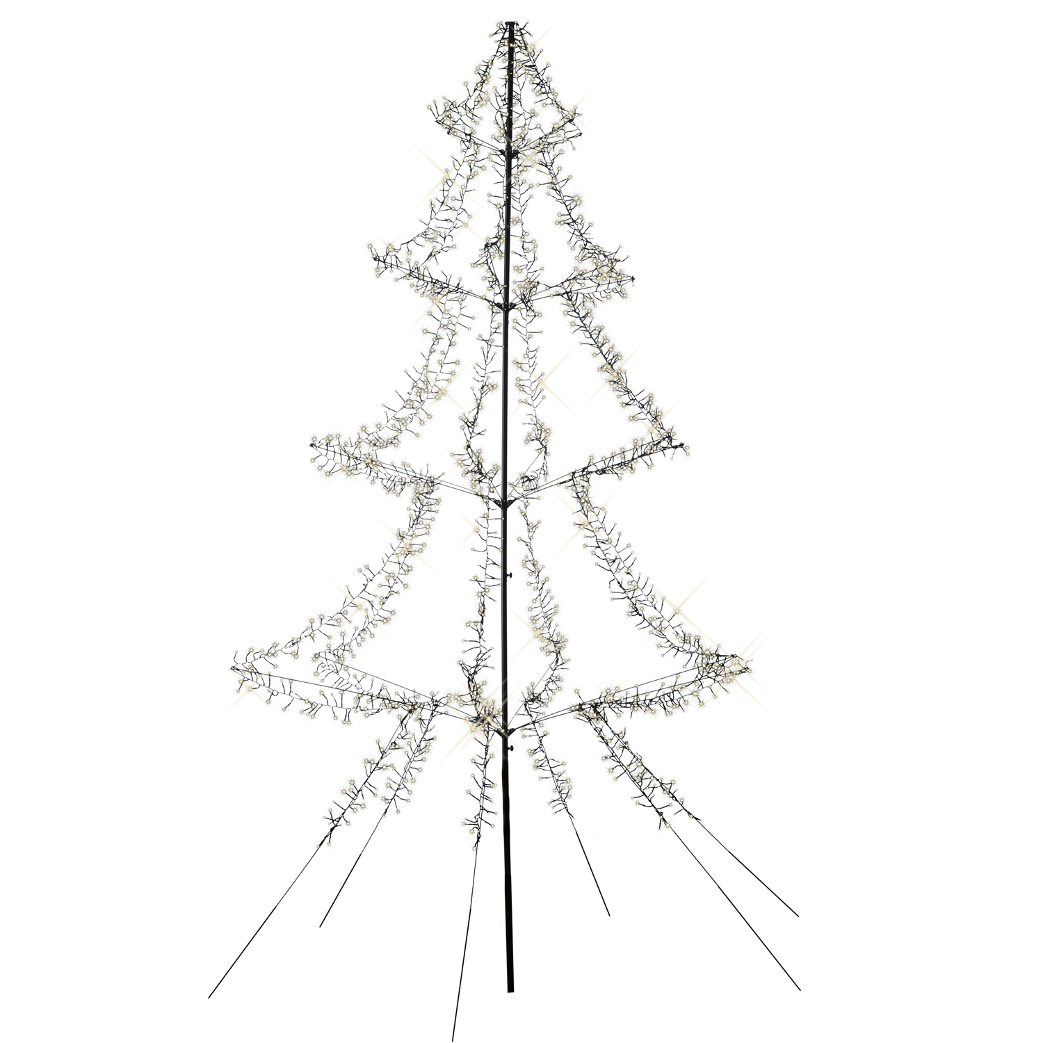 LED Outdoor Weihnachtsbaum - 1800 warmweiß funkelnde LED - H: 3m - Timer - aufklappbar - schwarz