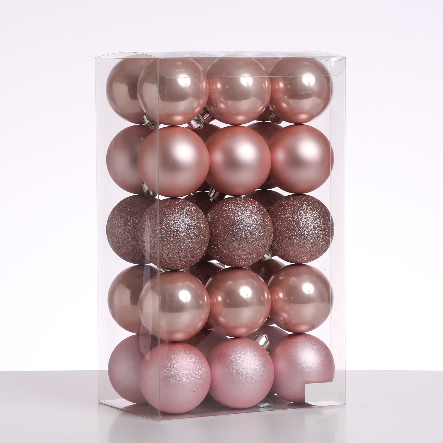 XXX Christbaumkugel - bruchfest - D: 6cm - glänzend, matt, glitzernd, gemustert - puderrosa - 30er Set