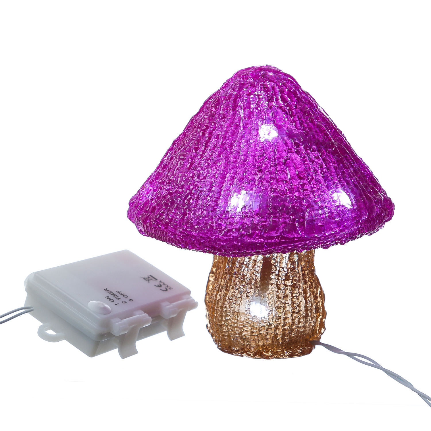 LED Pilze - Acrylfigur - 50 kaltweiße LED - H: 15cm - Timer - Batteriebetrieb - für Außen