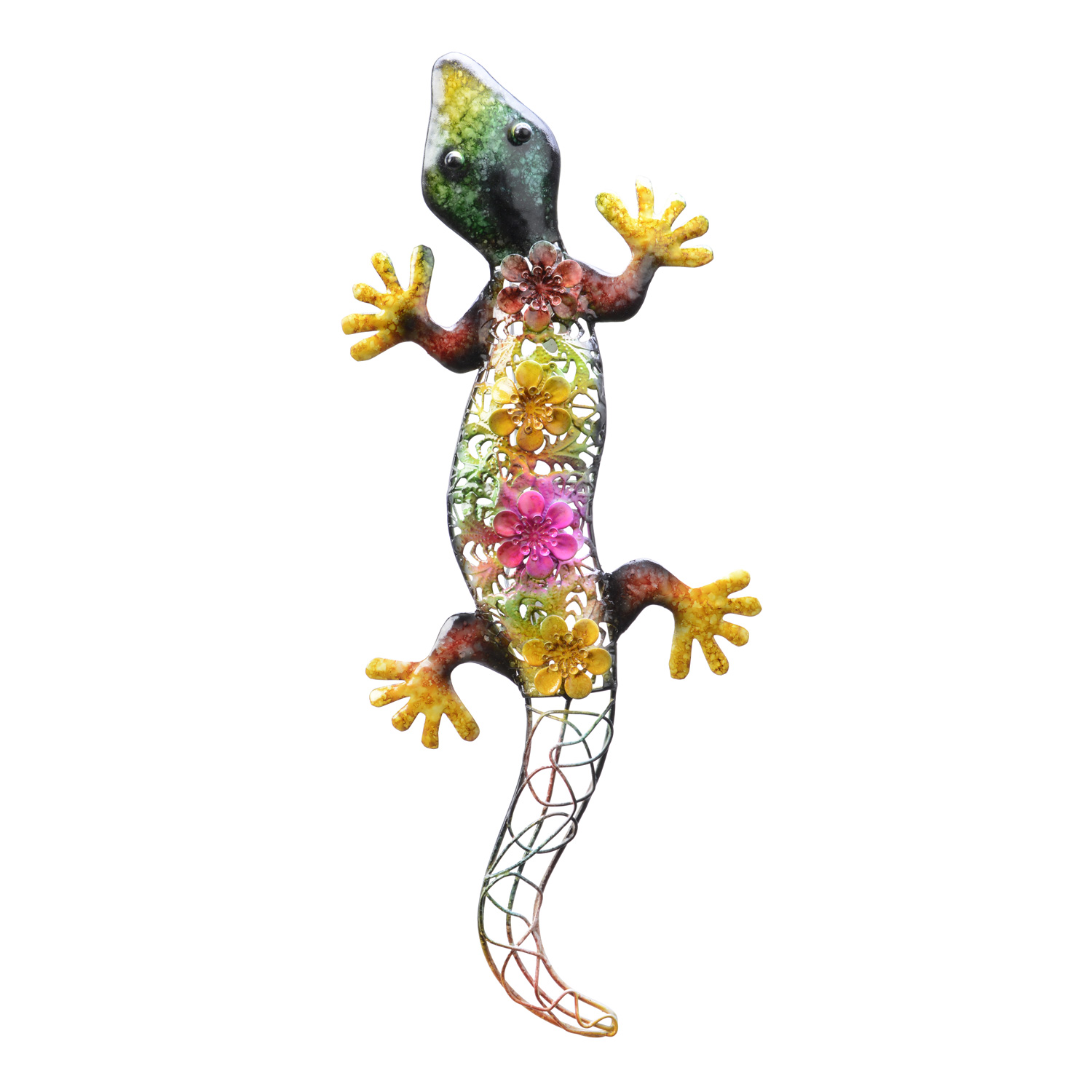 Wanddeko GECKO - bunter Wandschmuck - Metall - H: 55cm - bunt