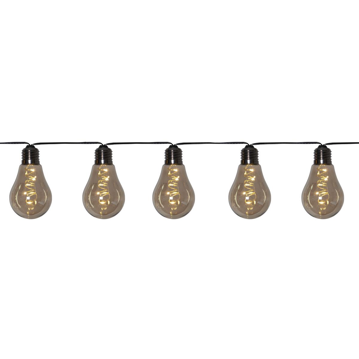 LED Party Lichterkette "Glow" - 10x 5 neutralweiße LED Glühbirnen - L: 3,6m - Indoor - rauchig grau
