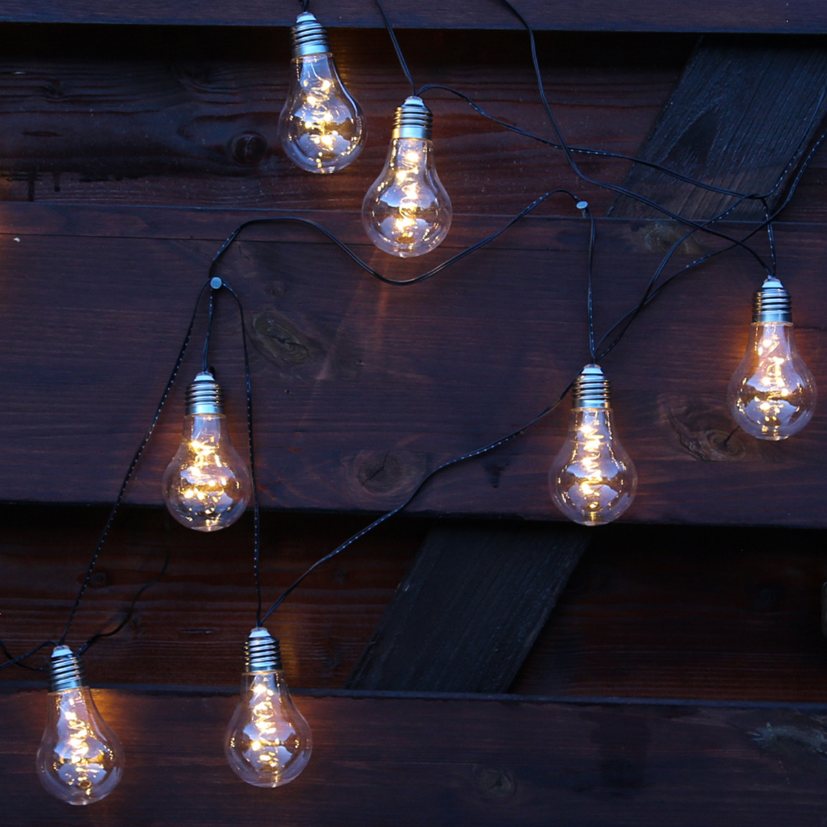 LED Solar Lichterkette GLOW - 10 transparente Glühbirnen - warmweiße LED - L: 4,5m