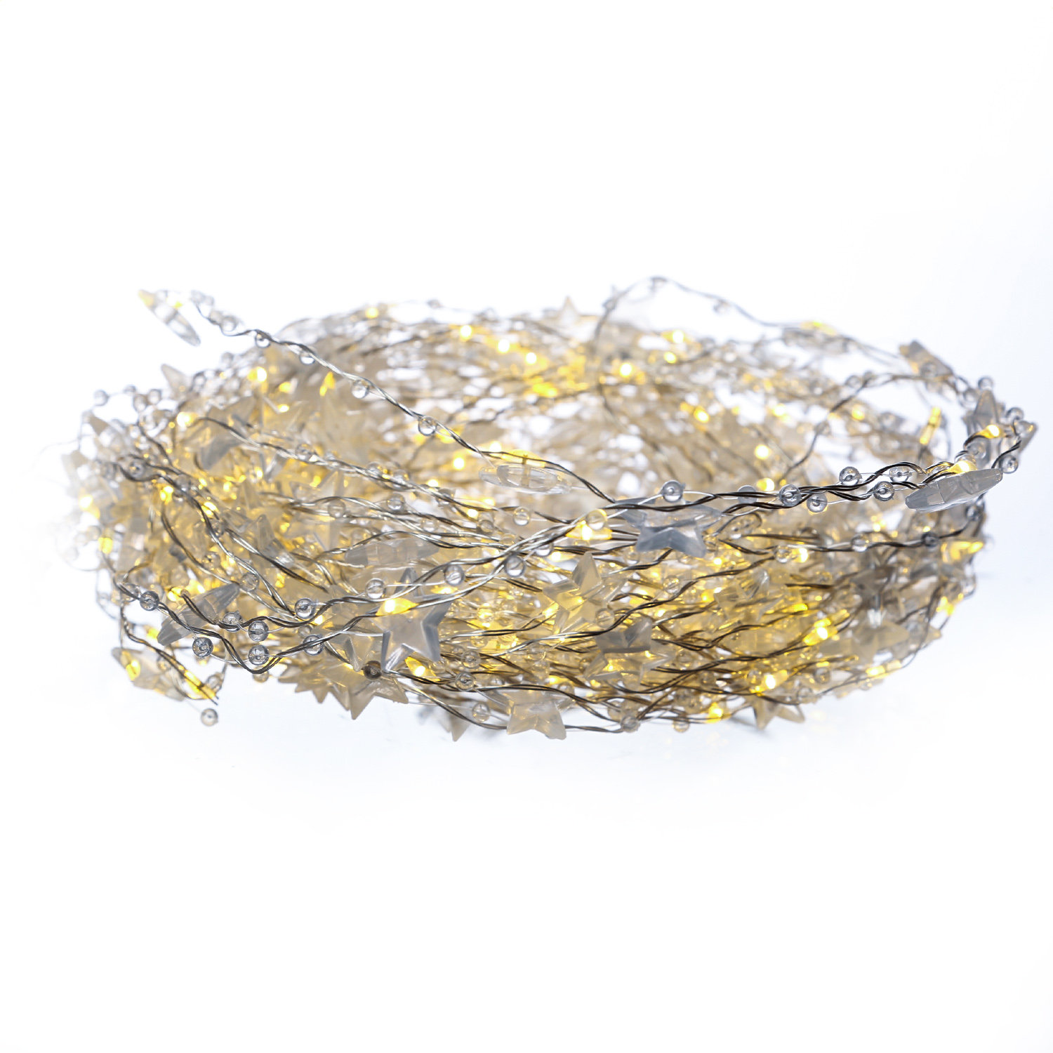 LED Lichterkette STERNE und PERLEN - Lichtbündel - 200 warmweiße LED - 10 Stränge - L: 1,85m - Innen