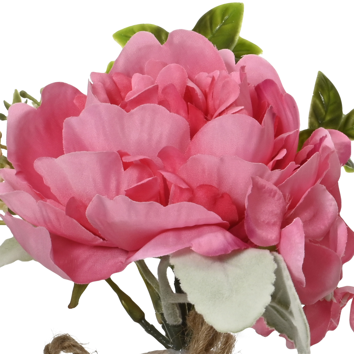 Kunstblumenstrauß in Mini Glasvase - Pfingstrose und Hortensie in Blumenvase - H: 20cm - pink