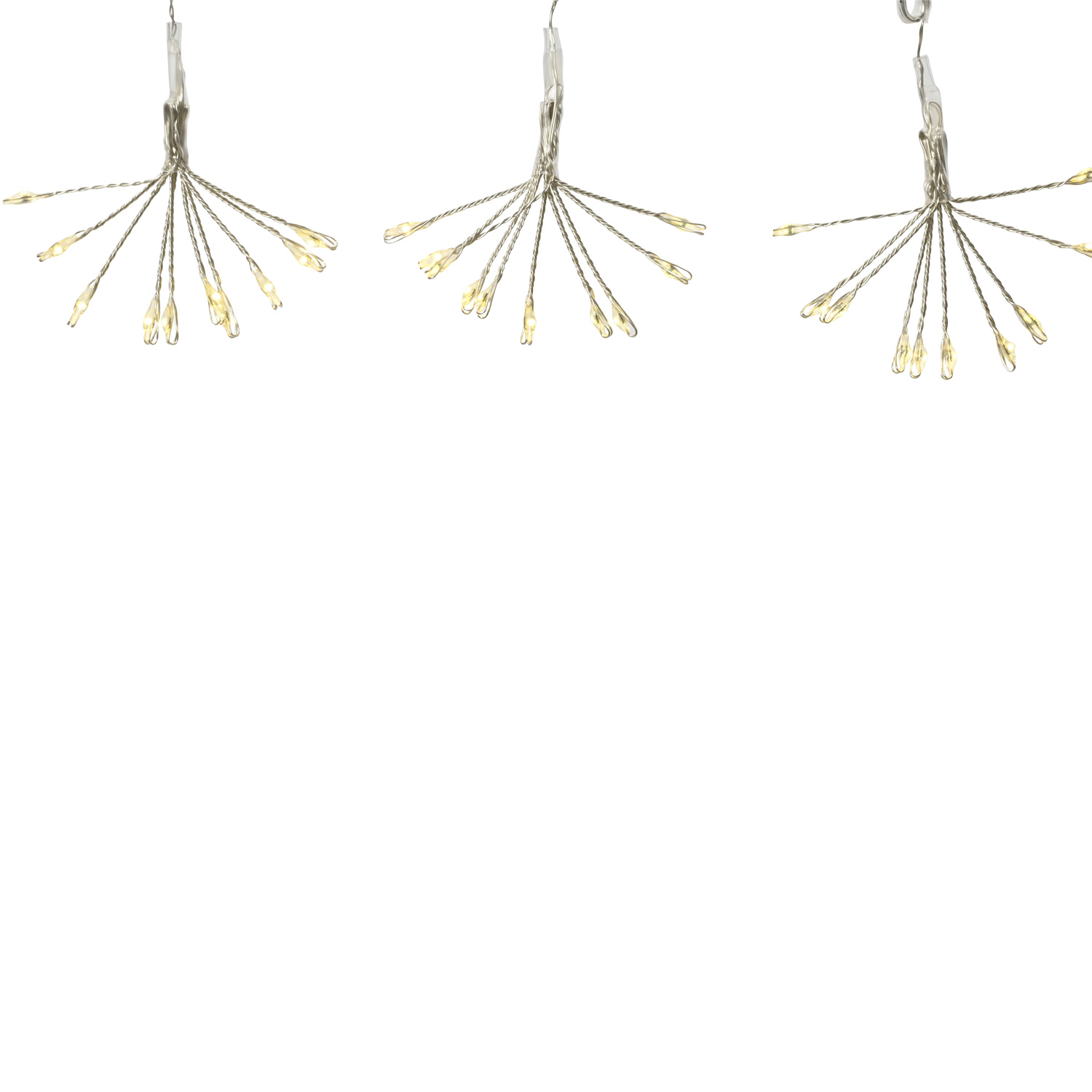 LED Lichterkette Pusteblume - Feuerwerk Blume - 90 Tautropfen LED - 9 Blüten - L:2m - Timer - silber
