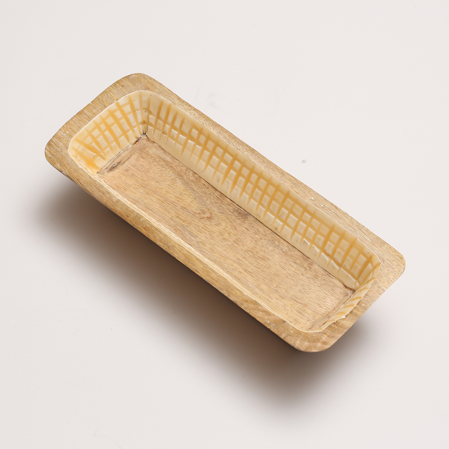 Dekoschale - rechteckig - Mangoholz - L: 30cm - H: 8cm - natur, terracotta