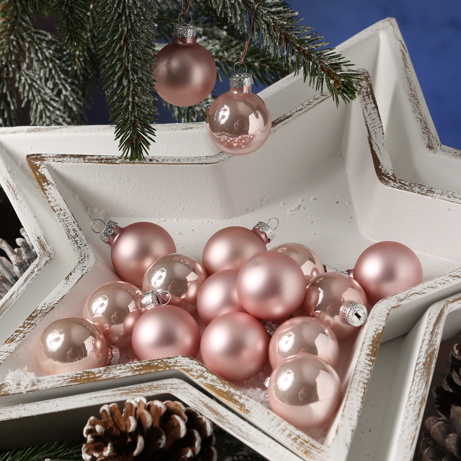 Christbaumkugel - Glas - D: 3,5cm - glänzend und matt - puderrosa - 16er Set Christbaumkugel - Glas - D: 3,5cm - glänzend und matt - puderrosa - 16er Set