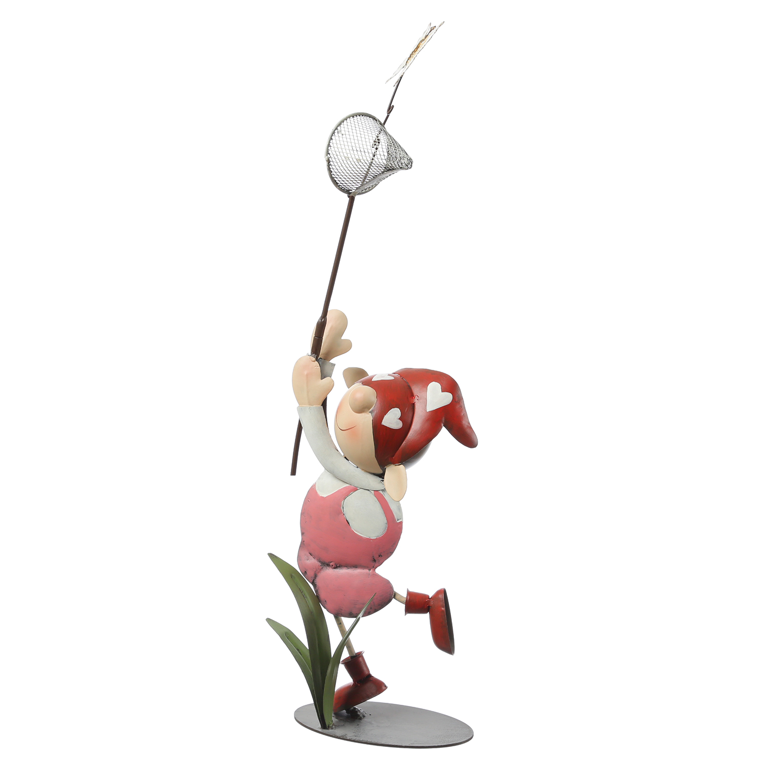 Gartenfigur Lili - Mädchen mit Schmetterlingsfänger - Dekofigur - Metall  - H: 50cm