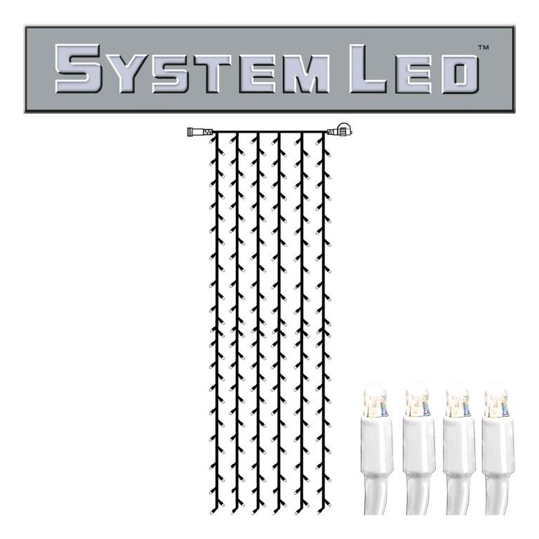 System LED White | Lichtvorhang | koppelbar |  exkl. Trafo | 1.00m x 4.00m | 204x Kaltweiß