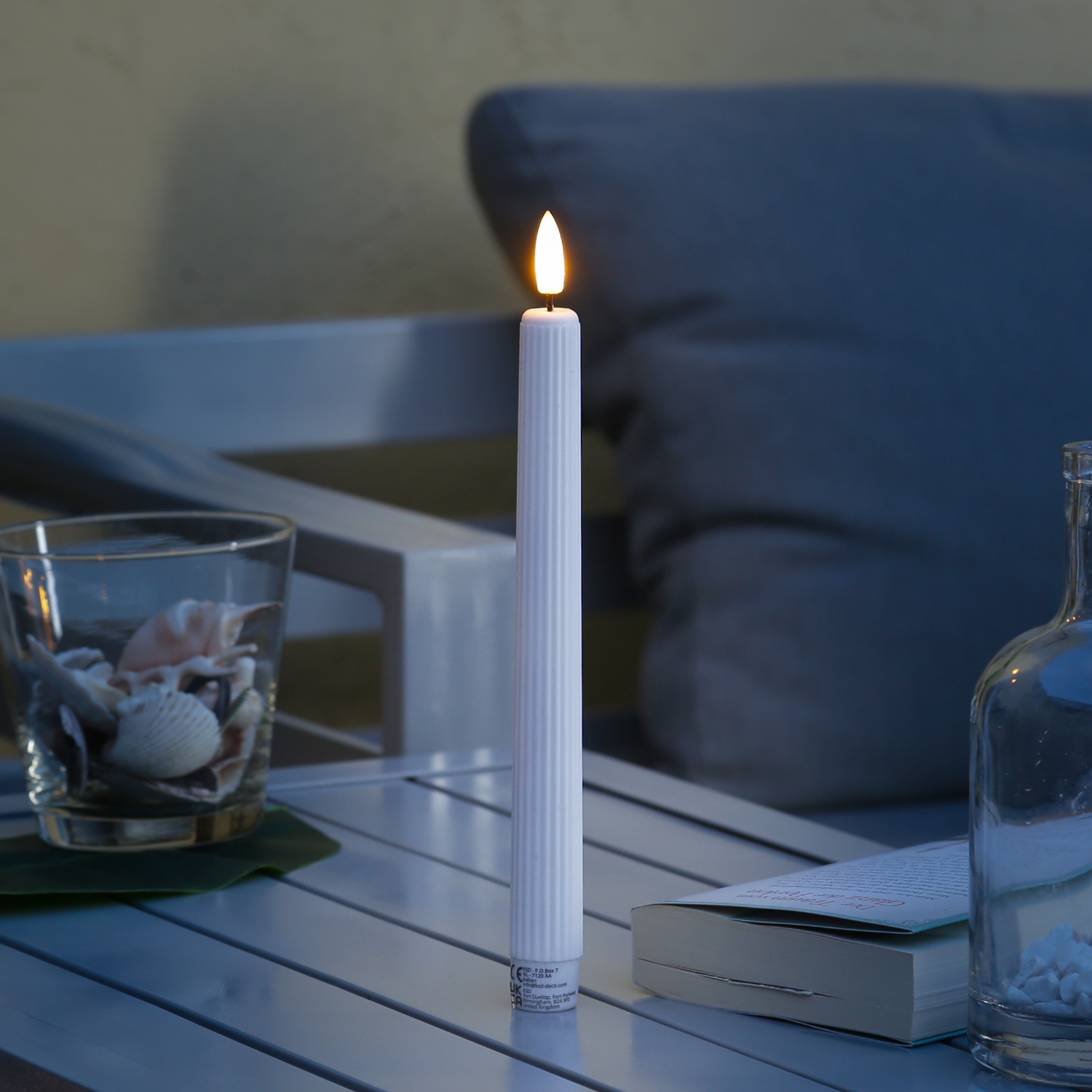 LED Stabkerze LIV - LED Tafelkerzen mit Rillen - Kunststoff - H: 25cm - Timer - weiß - 4er Set