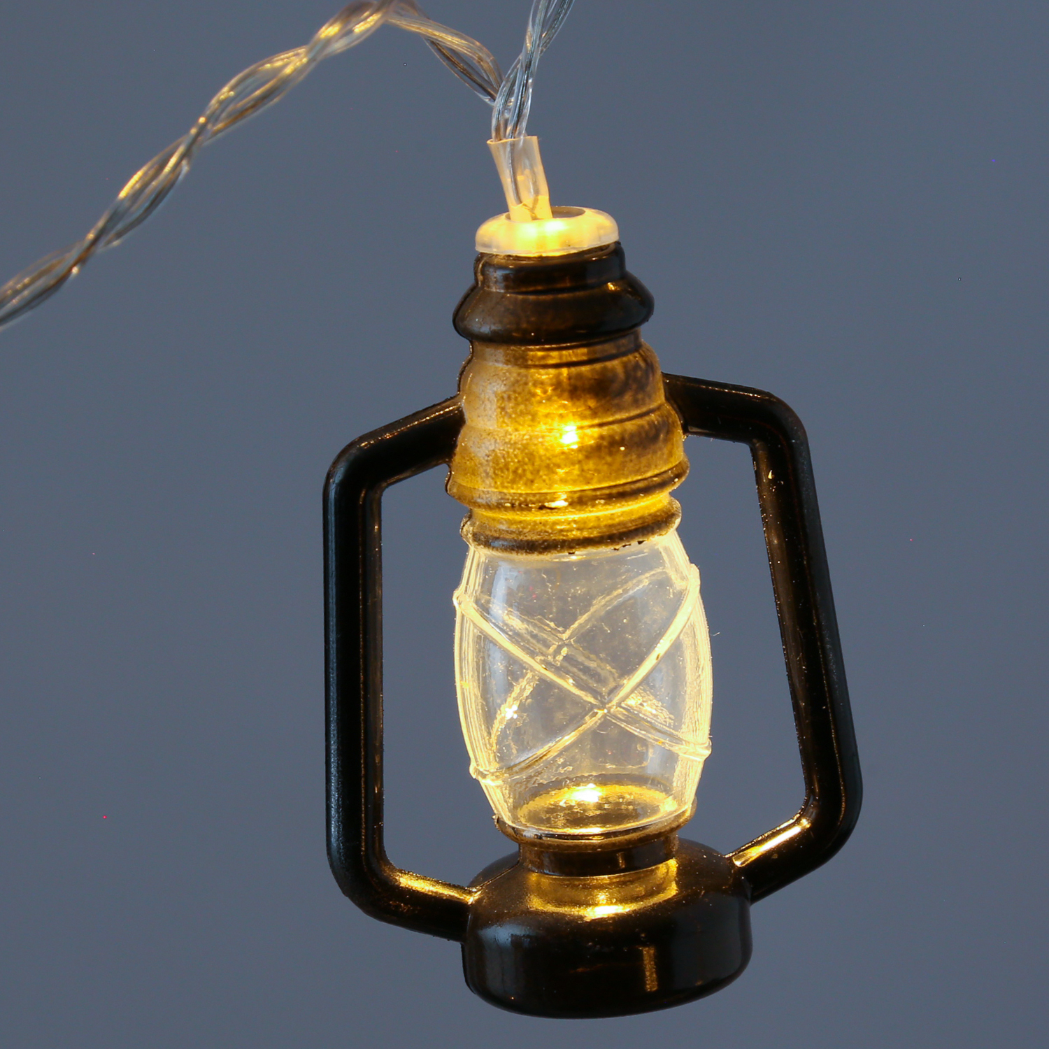 LED Lichterkette Mini Laternen - 10 warmweiße LED - Timer - Batteriebetrieb - L: 1,8m - schwarz