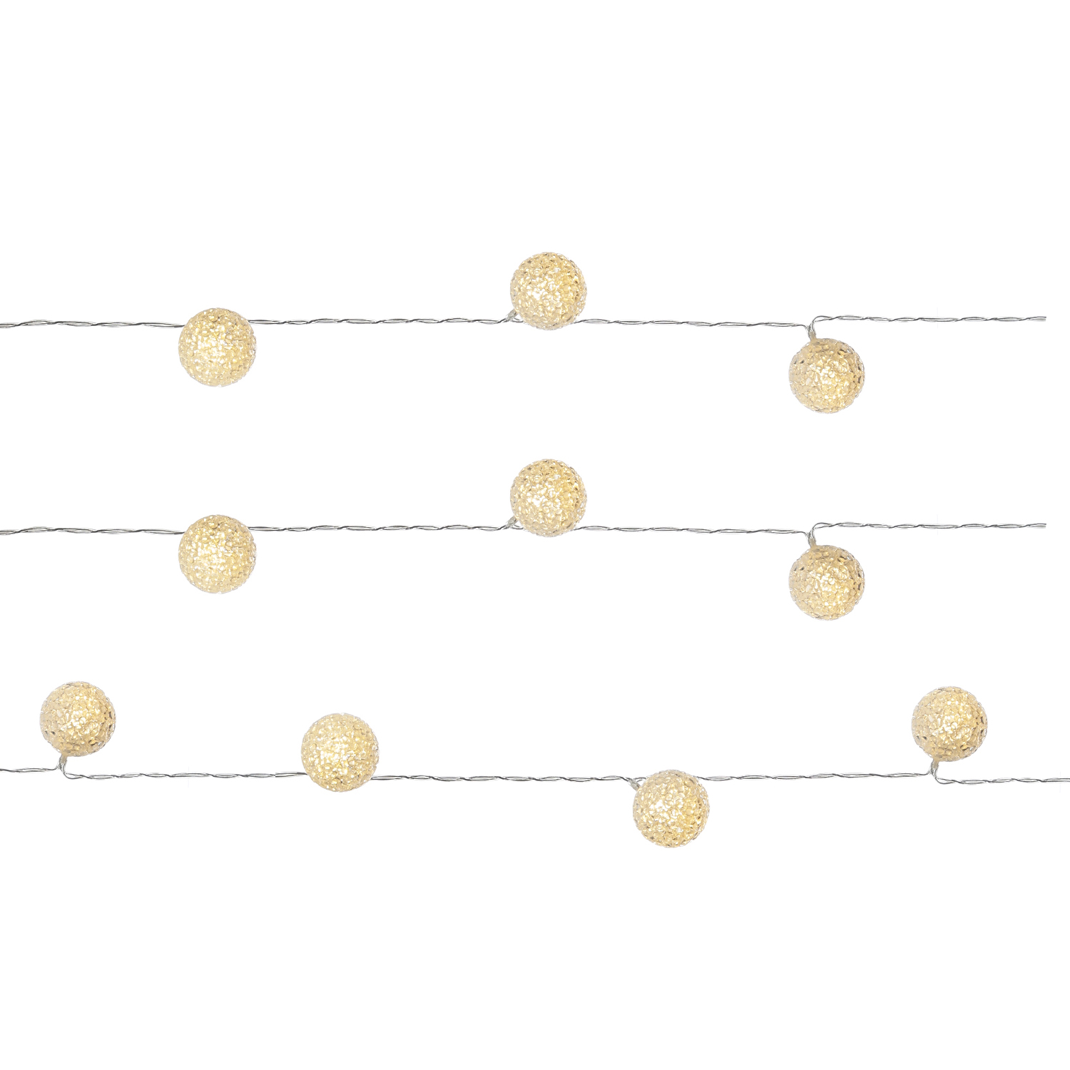 LED Lichterkette Kugeln - Vinyl - 10 warmweiße LED - L: 1,34m - Batterie - transparent