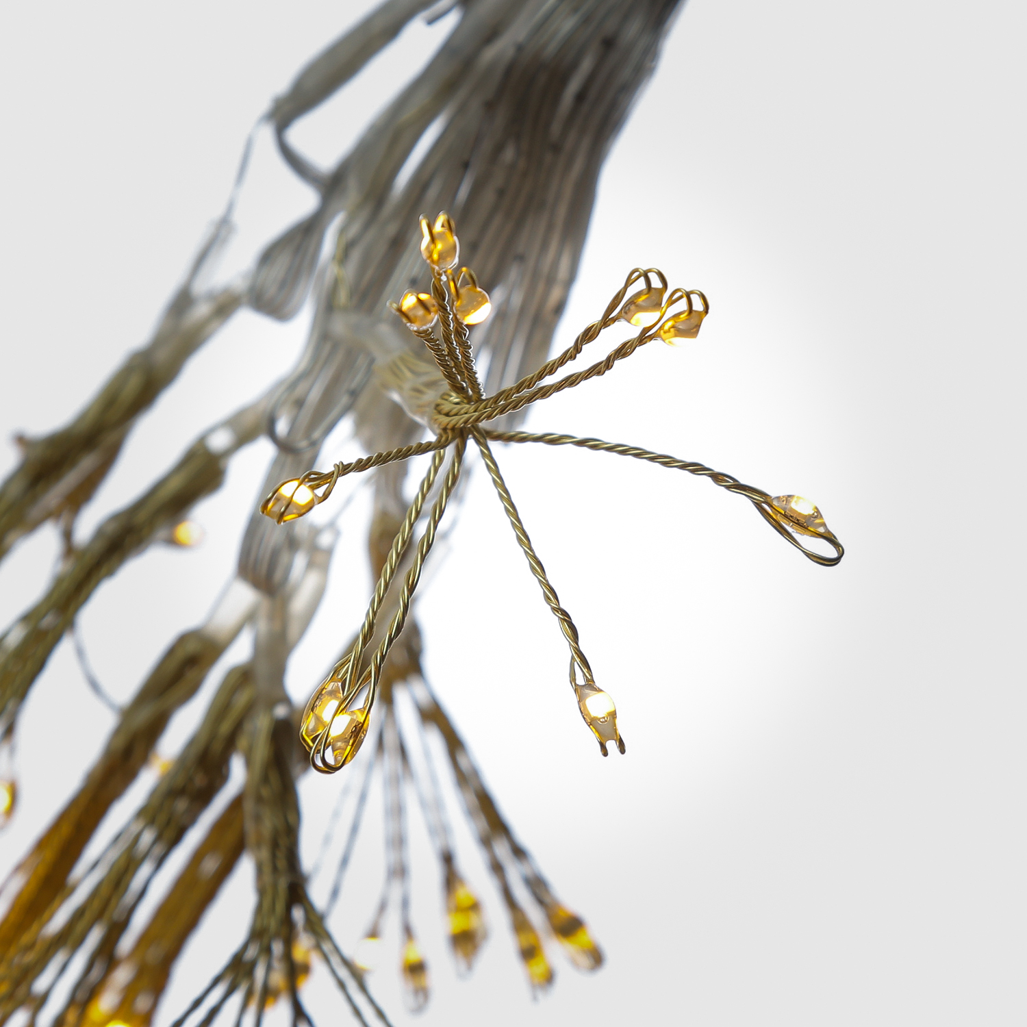 LED Lichterkette Pusteblume - Feuerwerk Blume - 90 Tautropfen LED - 9 Blüten - L:2m - Timer - silber