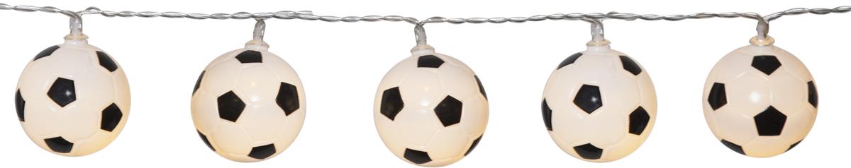 LED Lichterkette "GOAL" - 10 Fußbälle mit warmweißen LED - L: 1,35m - Batterie - Timer