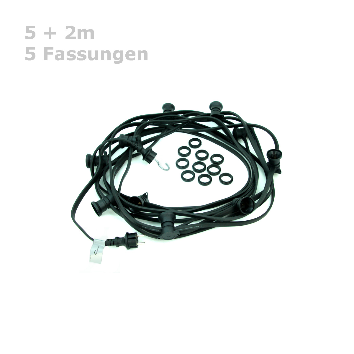ILLU-Lichterkette 5m - 5xE27 | IP44 | ohne Leuchtmittel | SATISFIRE