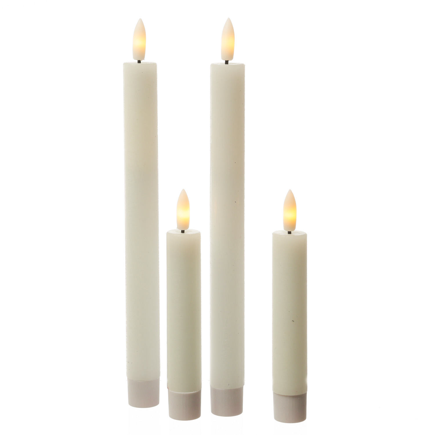 LED Stabkerzen LINA - Rustik-Optik - Echtwachs - 3D Flamme - H: 14cm - Timer - creme - 2er Set