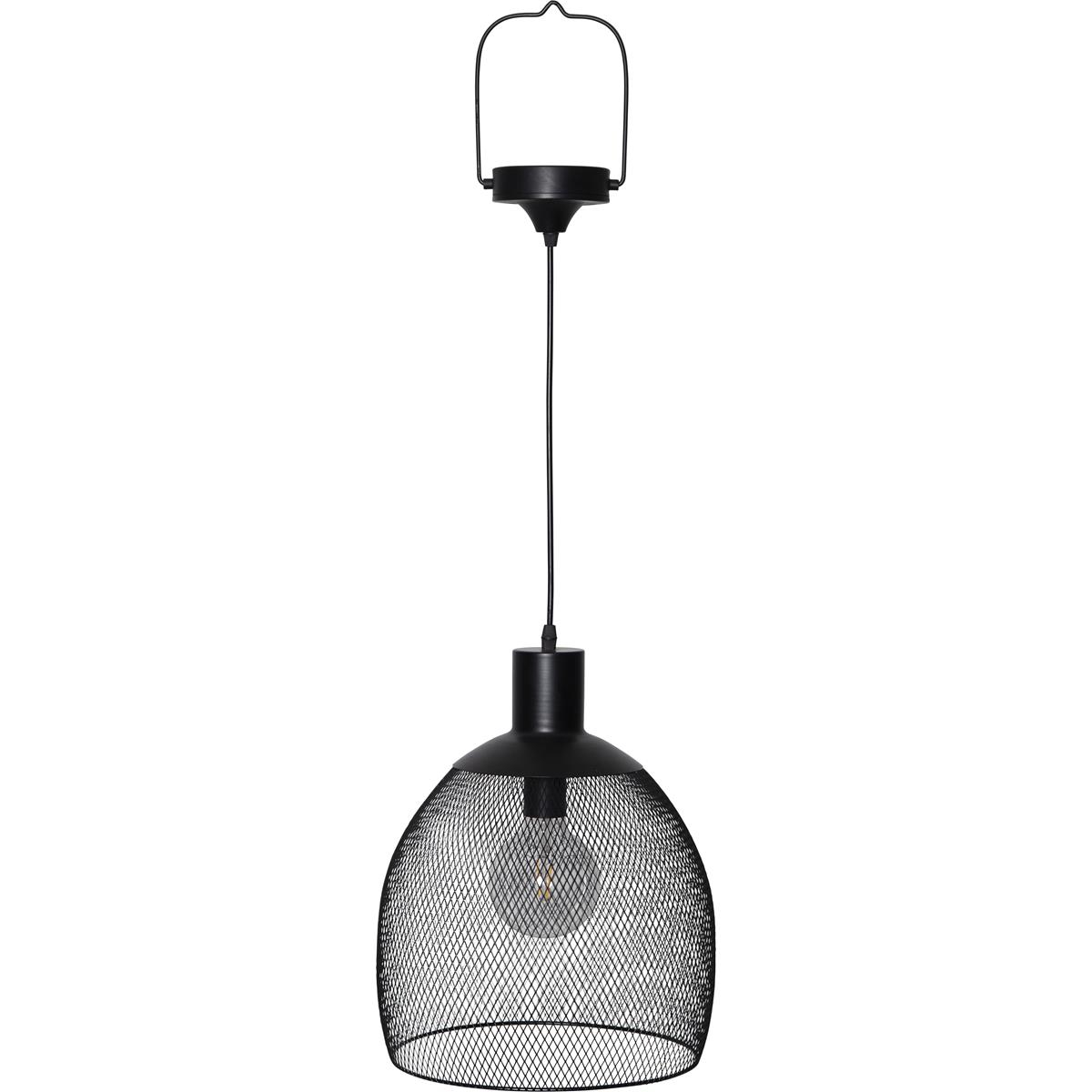 LED Solar Lampe SUNLIGHT - warmweiße LED - H: 35cm, D: 29cm - hängend - schwarz
