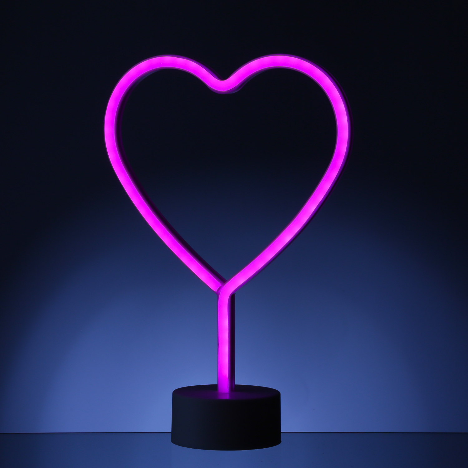 LED NEON Figur HERZ - Dekoleuchte - H- 30cm - Batterie oder USB Betrieb - stehend - pink