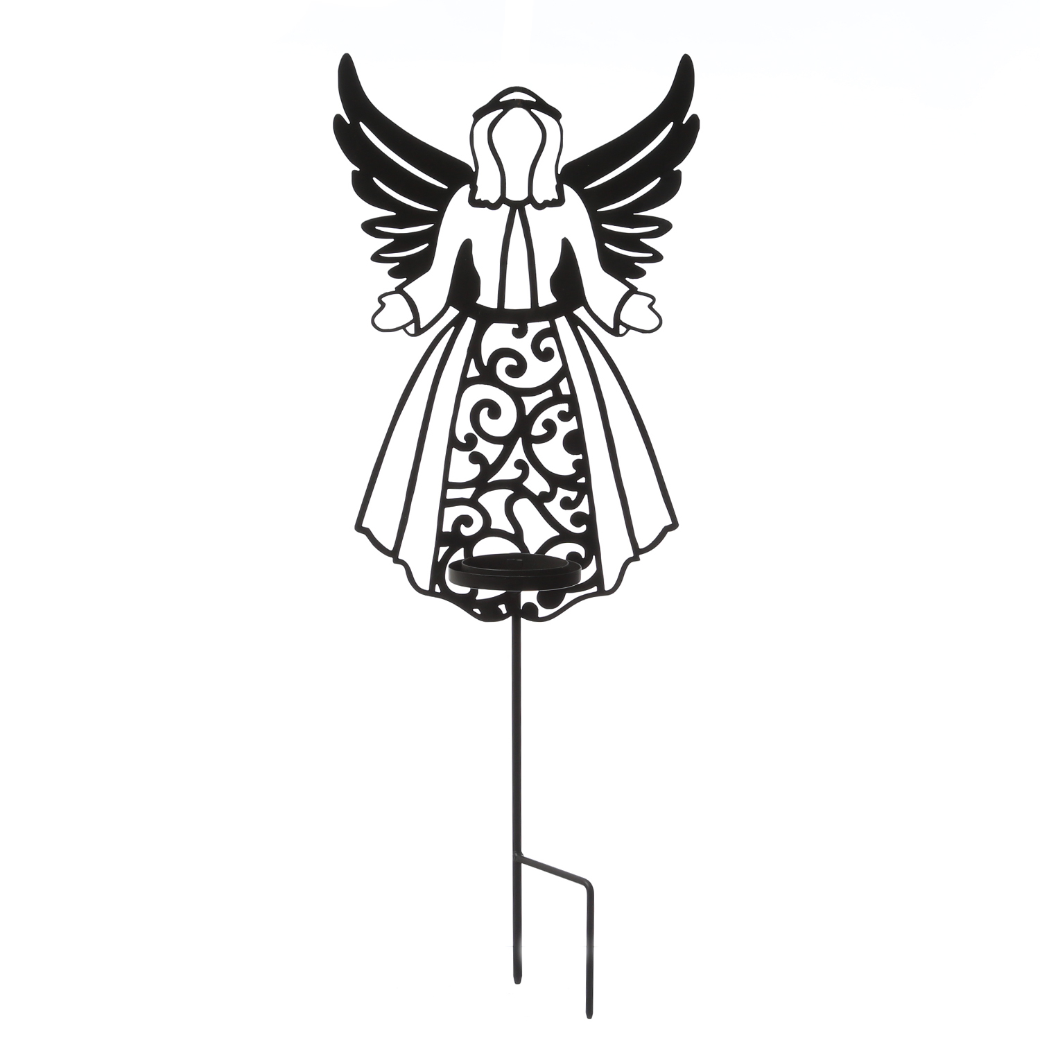 LED Grablicht Engel mit LED Kerze - Gartenfigur - H: 56cm - Timer - bis zu 2500 Stunden