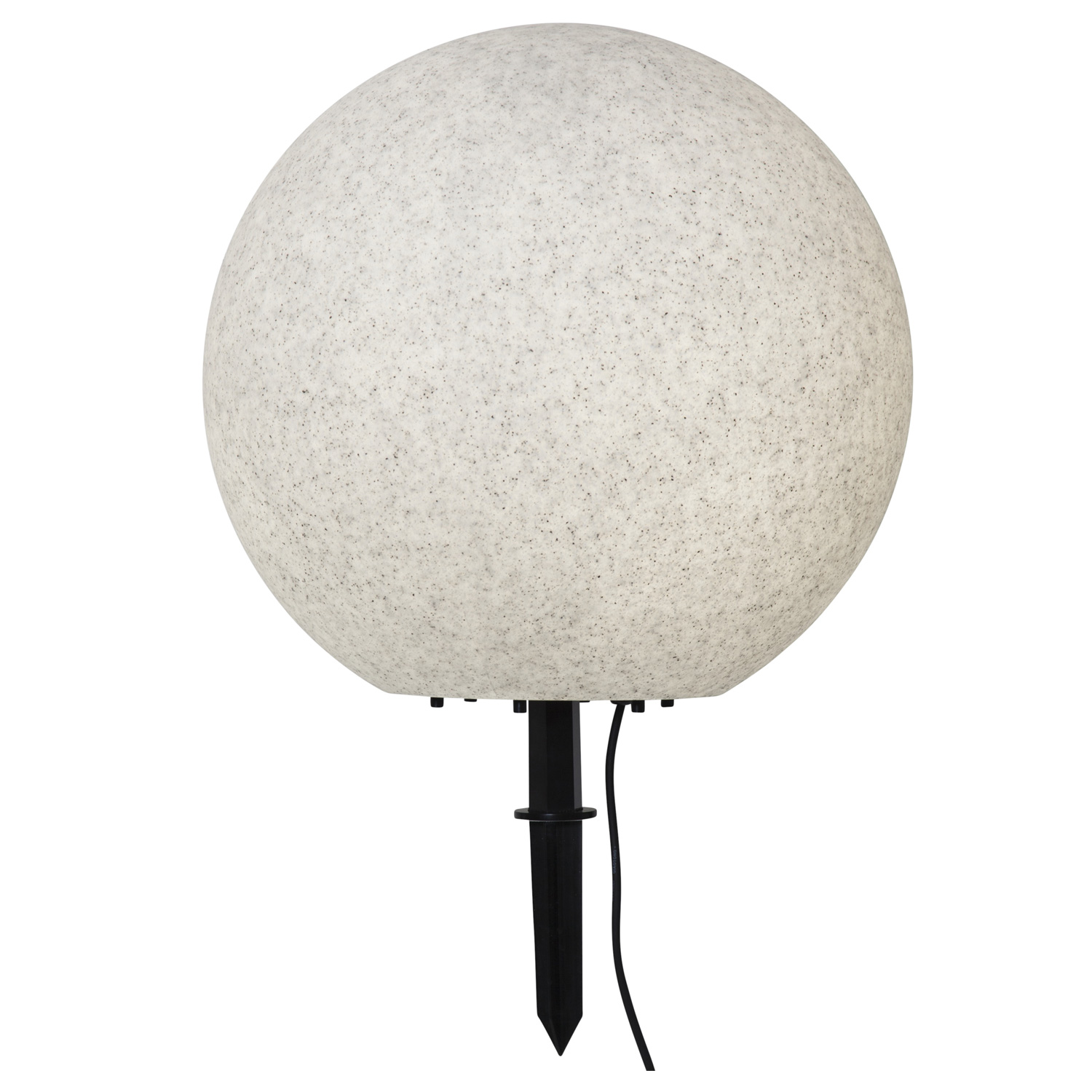 Gartenkugel STONE - Erdspieß - H: 48cm - D: 50cm - Fassung E27 - Kabel - Außen - grau