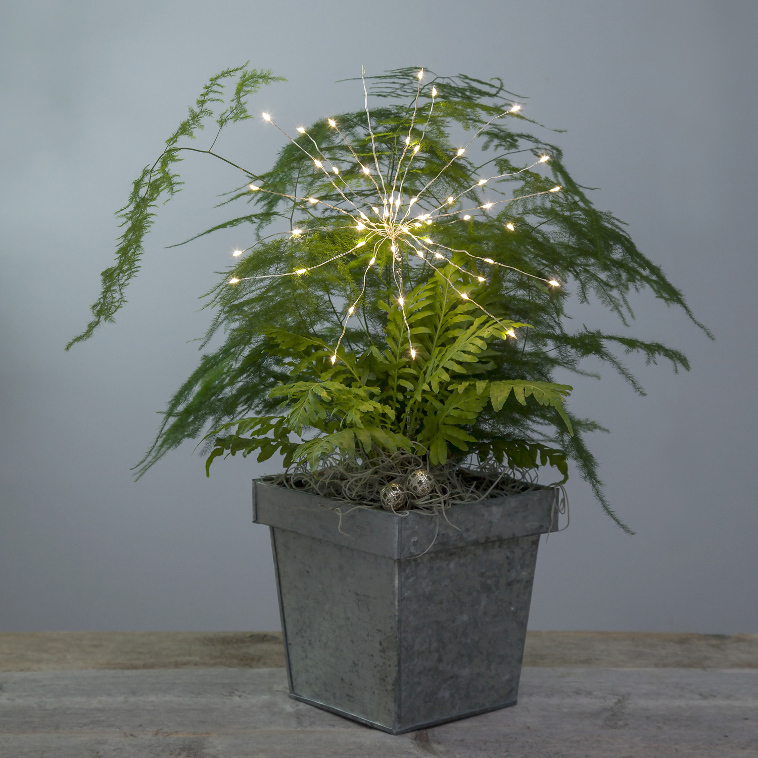 LED-Lichterbouquet Firework - silber - 20 Äste, 60 daylight LED - H: 42cm - Batterie - Timer