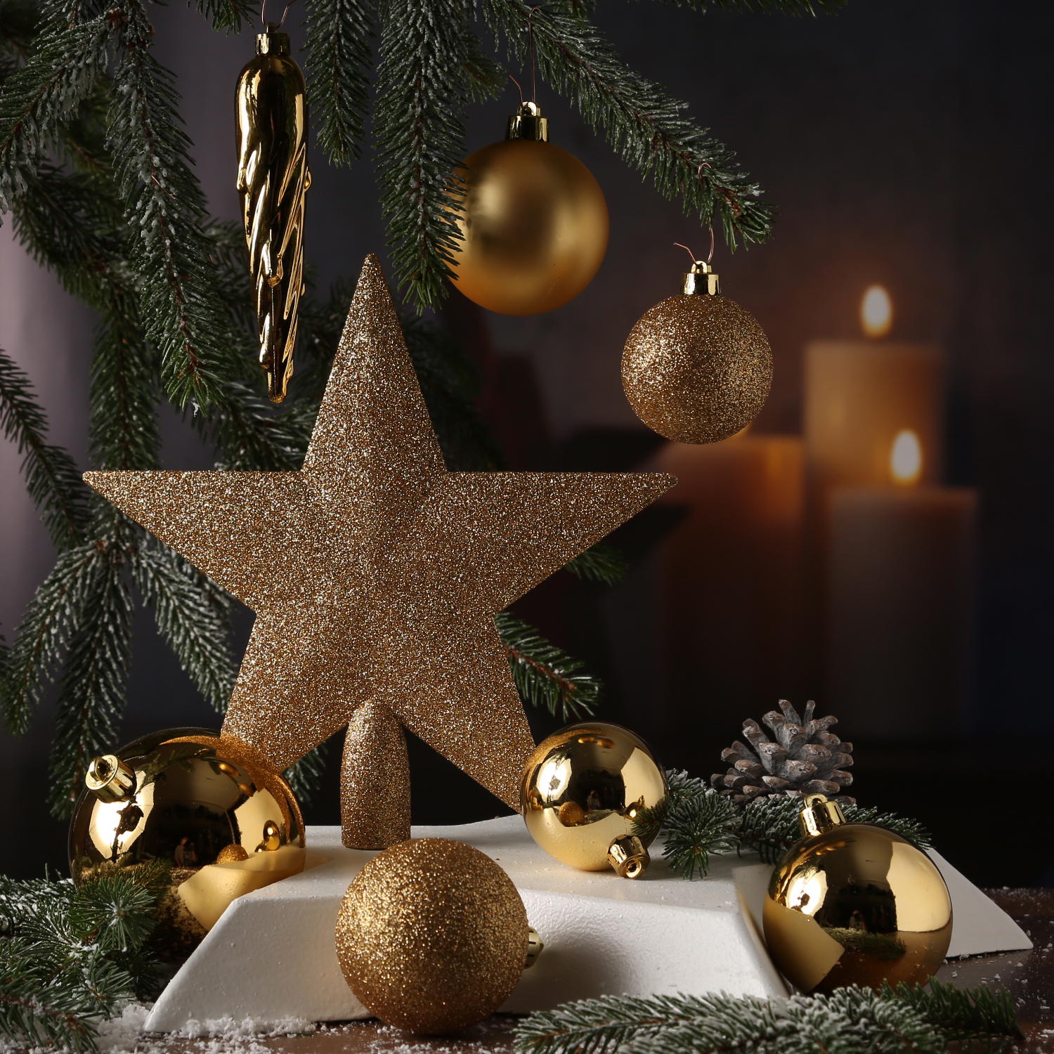 Christbaumkugel - Weihnachtsbaumkugel - bruchfest - glänzend, matt und glitzernd - gold - 33er Set